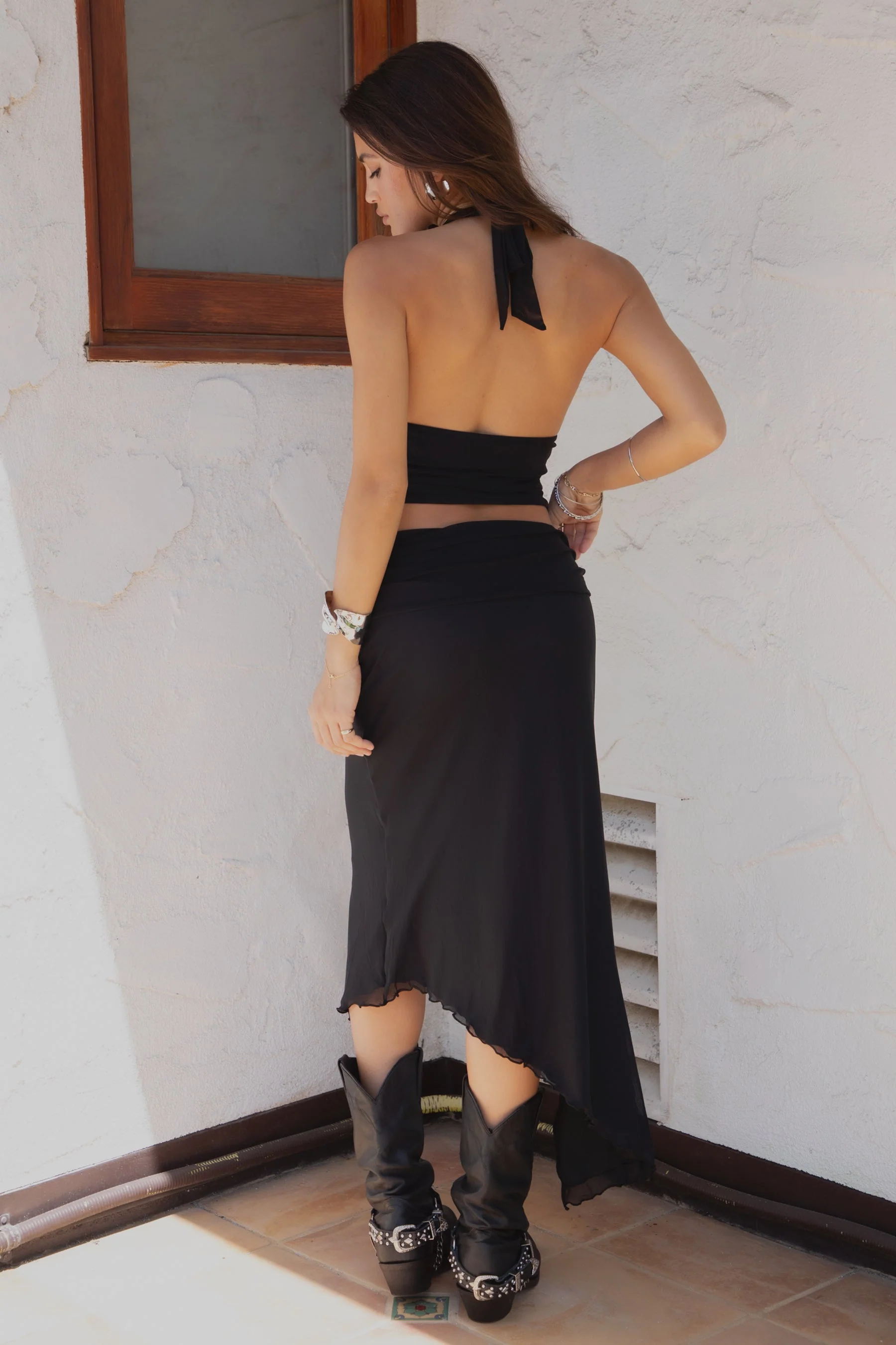 ALMEDA Mesh Print Halter Top & Maxi Skirt Set - Image 7