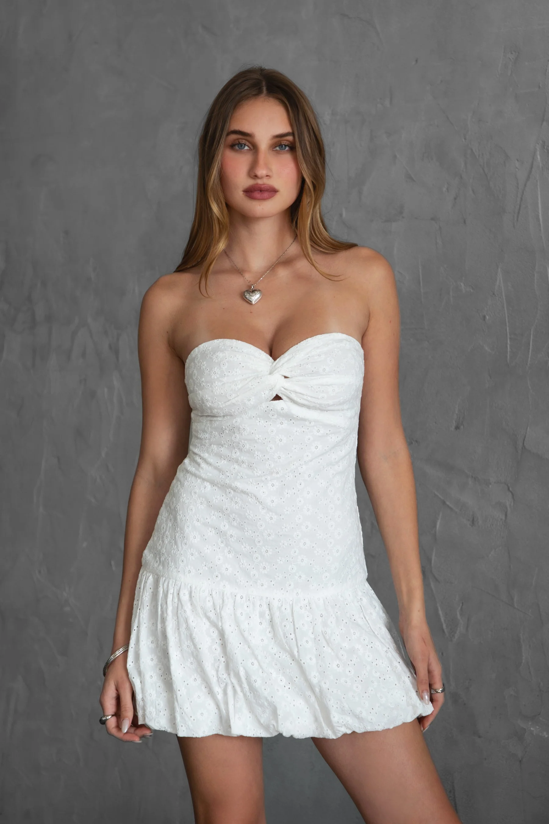 Madelynn Strapless Bubble Hem Mini Dress - Image 3