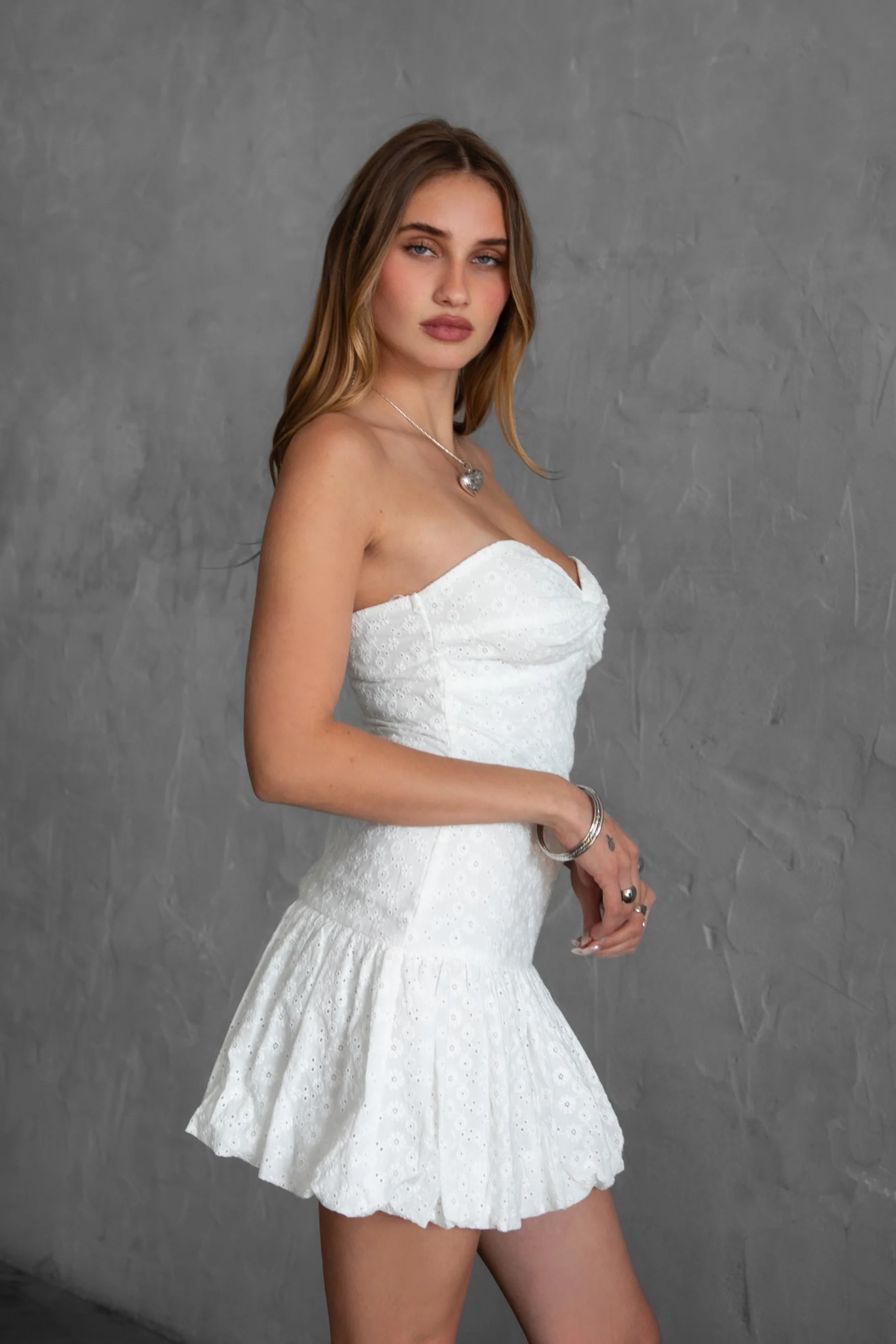 Madelynn Strapless Bubble Hem Mini Dress - Image 4
