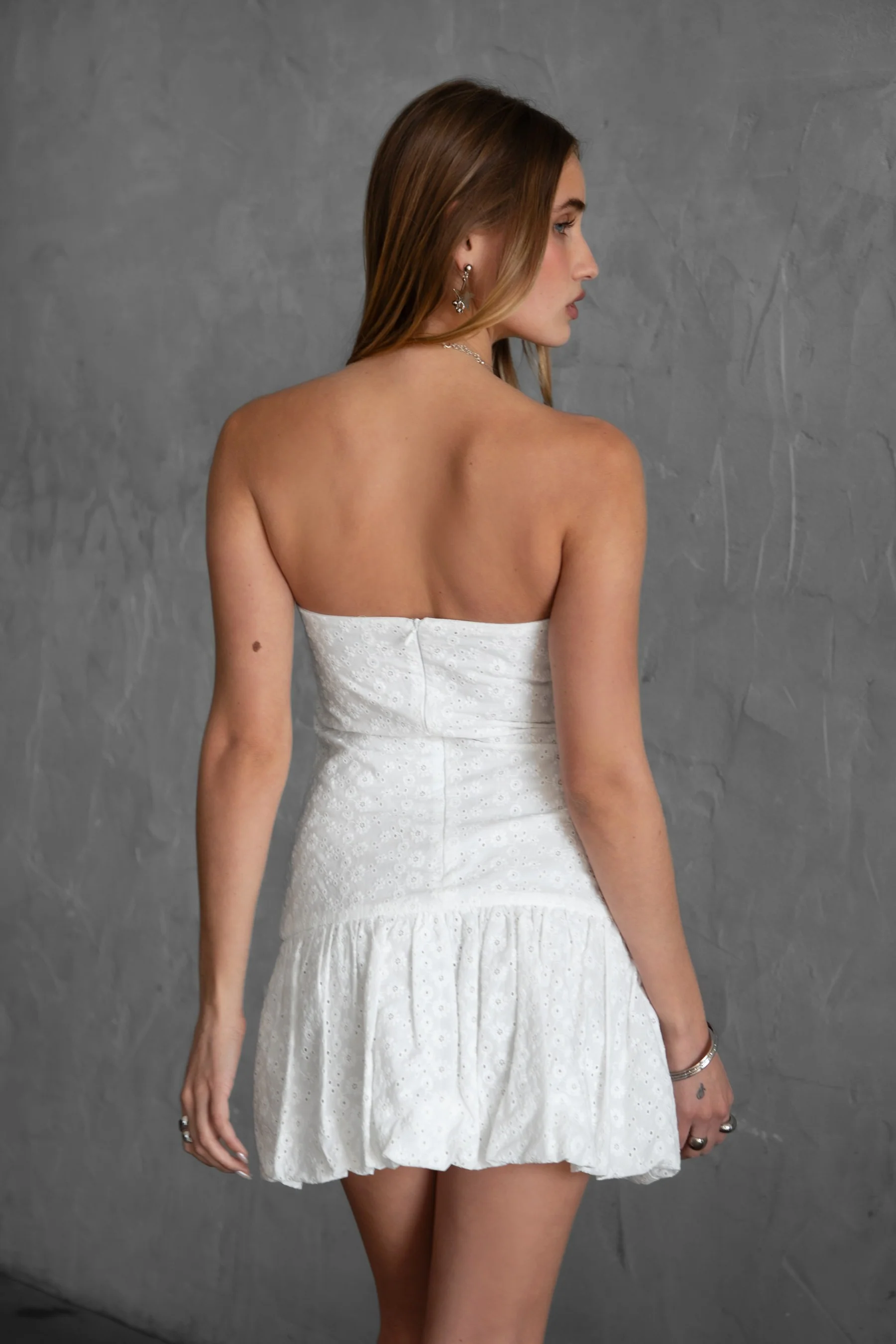 Madelynn Strapless Bubble Hem Mini Dress - Image 5