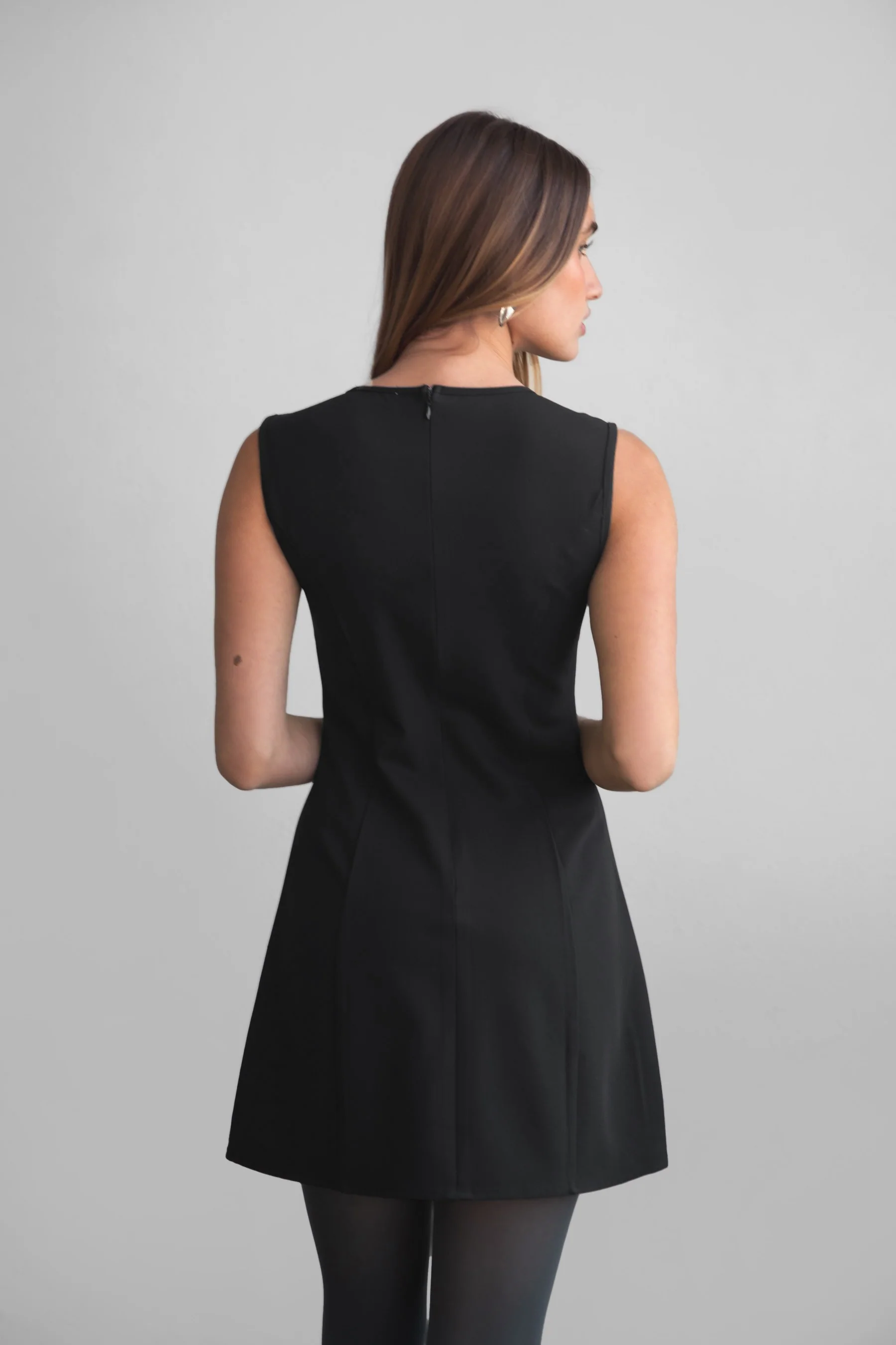 Brilyn Wool Dobby Bow Detail Mini Dress - Image 5