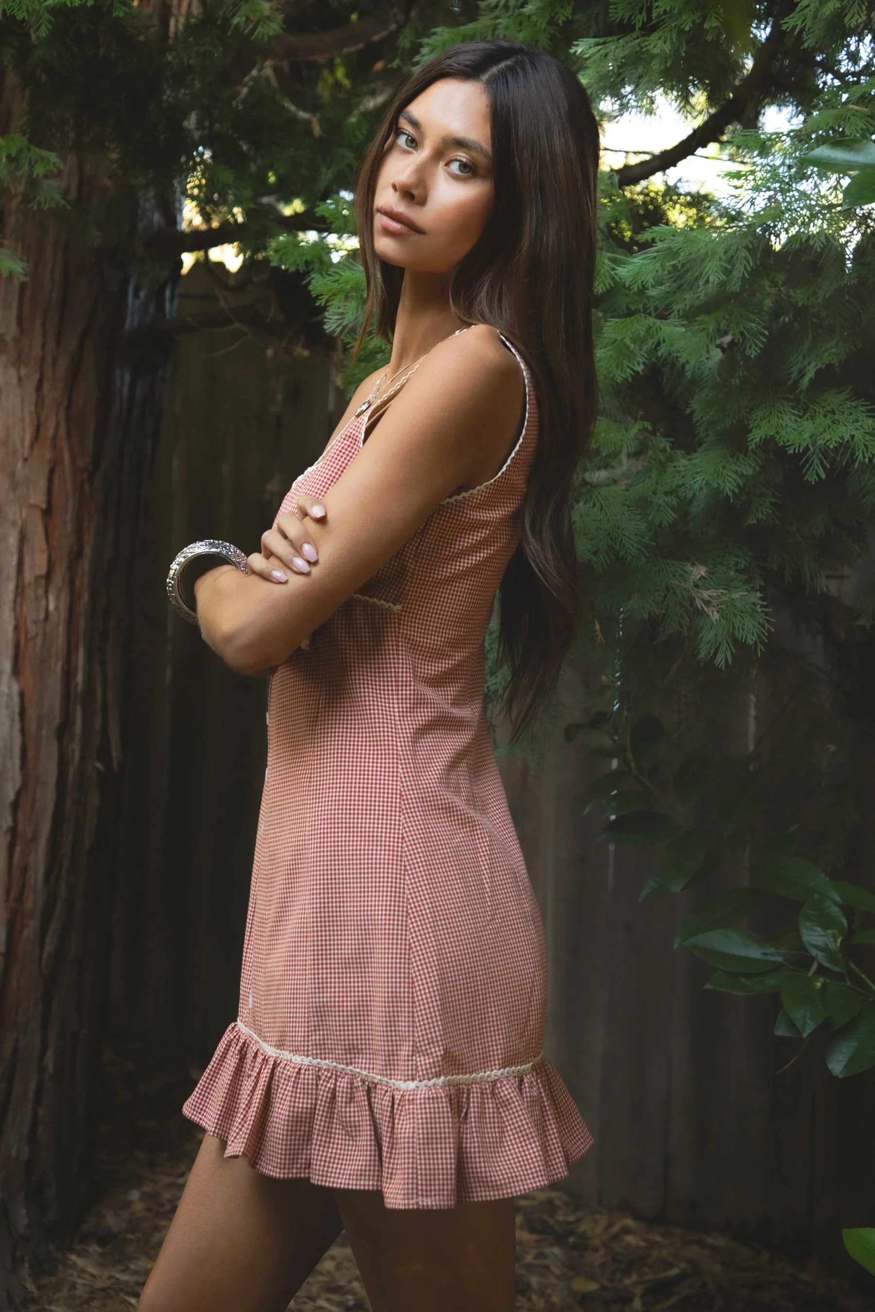 AMELIE Gingham Square Neck Sleeveless Mini Dress - Image 11