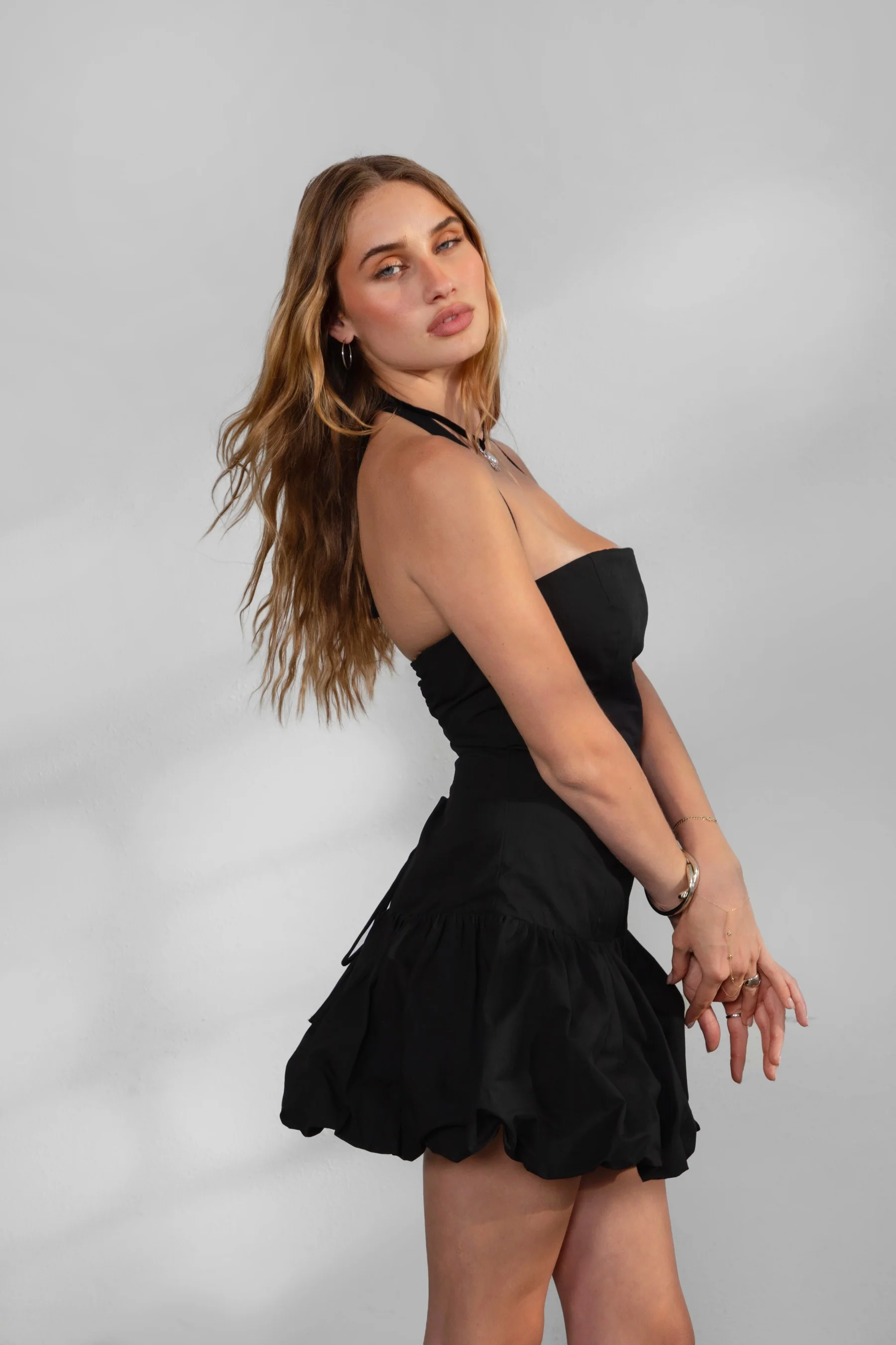Doly Stretch Twill Bubble Hem Mini Dress - Image 11