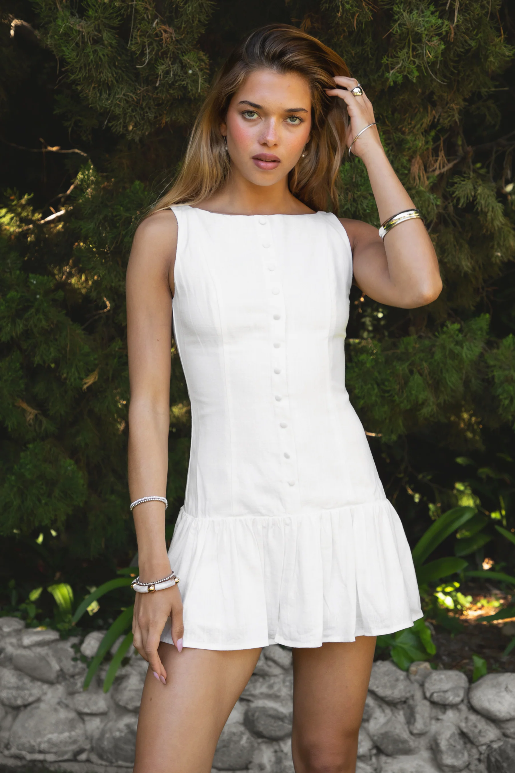 LINARA Low Drop Waist Boat Neck Mini Dress - Image 7