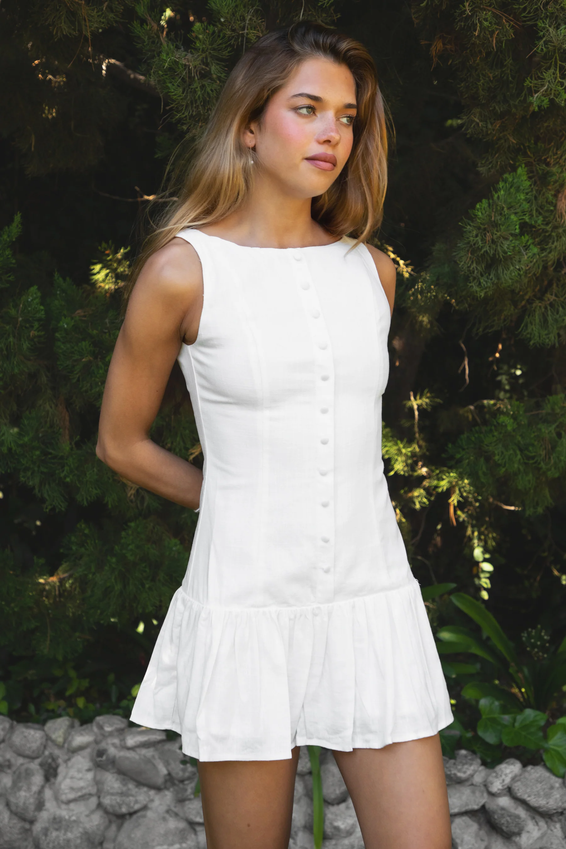 LINARA Low Drop Waist Boat Neck Mini Dress - Image 8