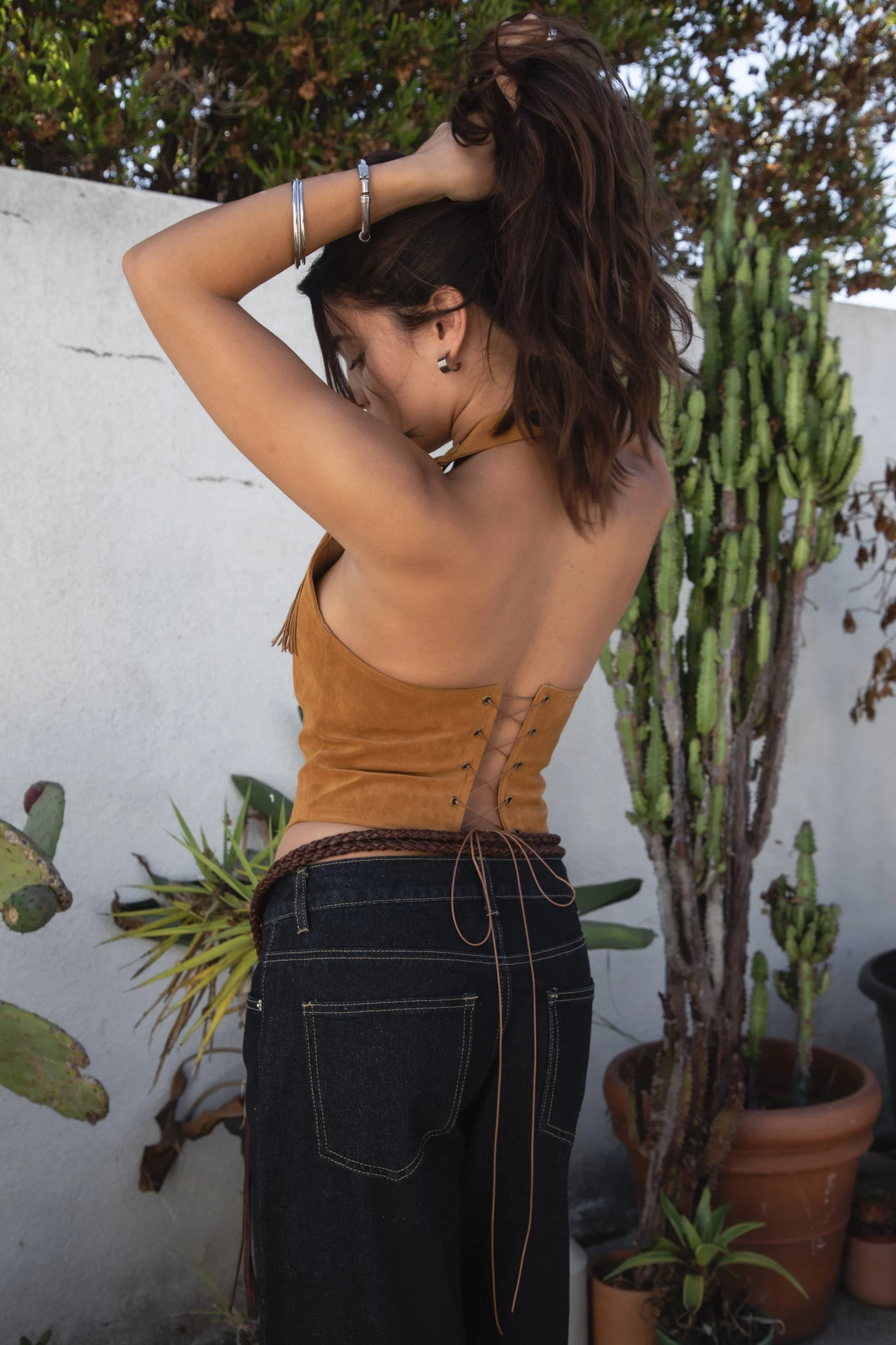 JOSIE Faux Suede Fringe Halter Top - Image 10