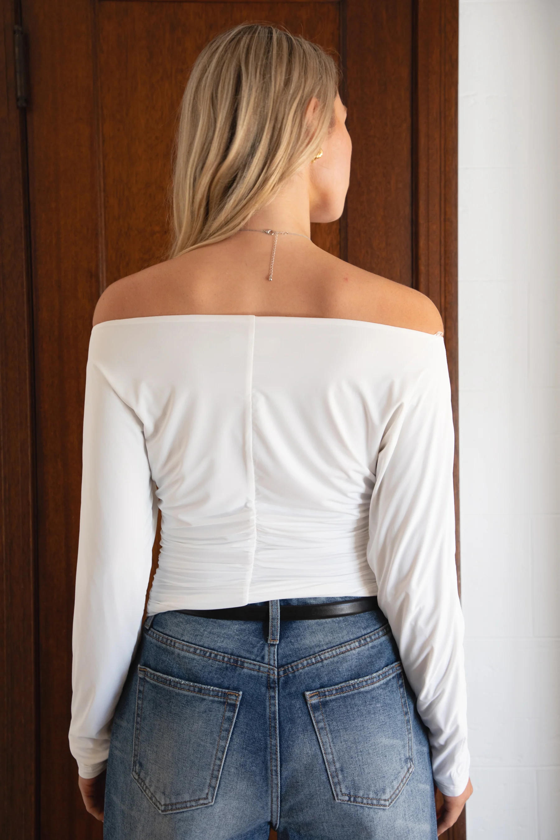 MARCELLE Asymmetric Off-The-Shoulder Long Sleeve Top - Image 7
