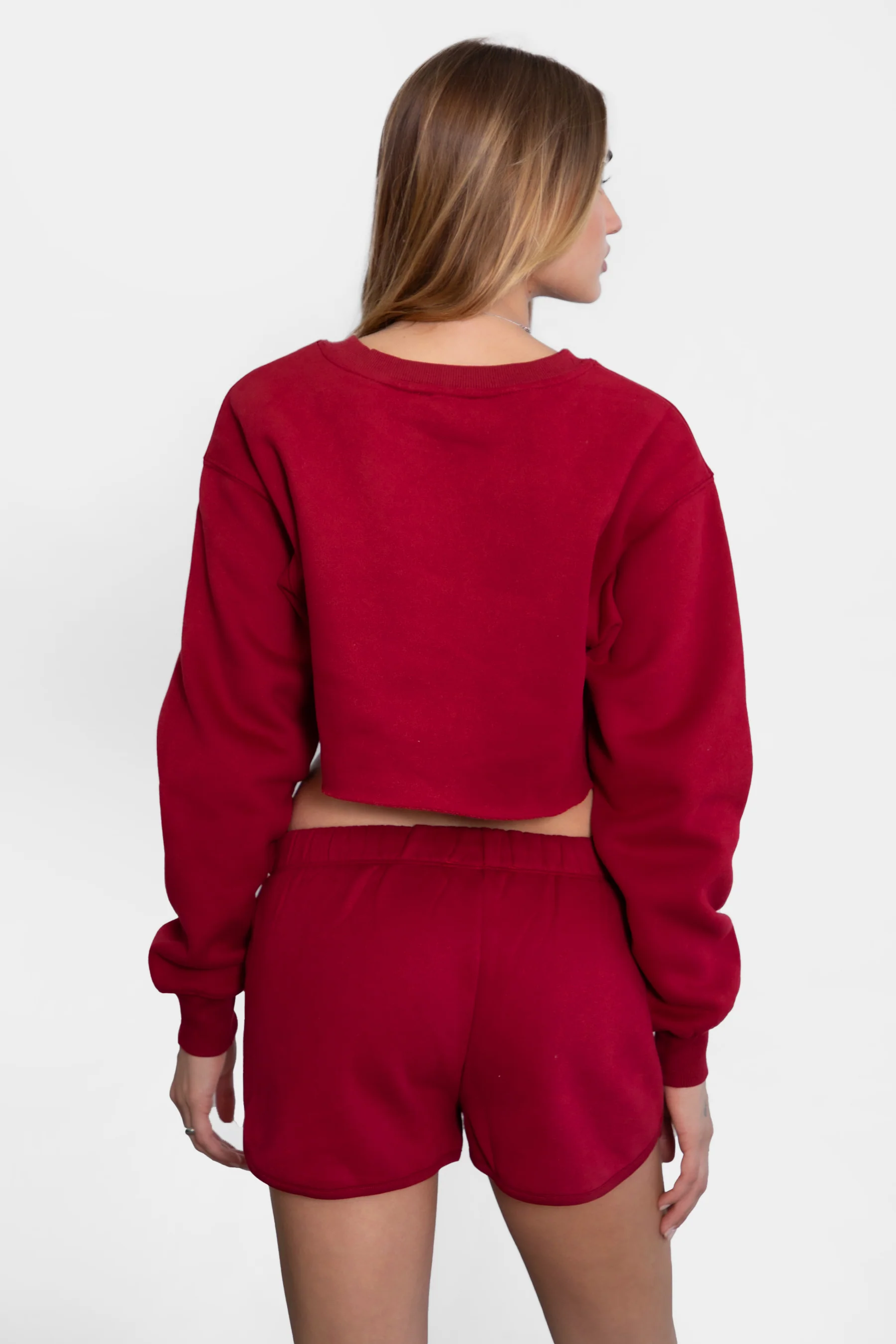 SHORTY Drawstring Waist Plush Fleece Track Mini Shorts - Image 14