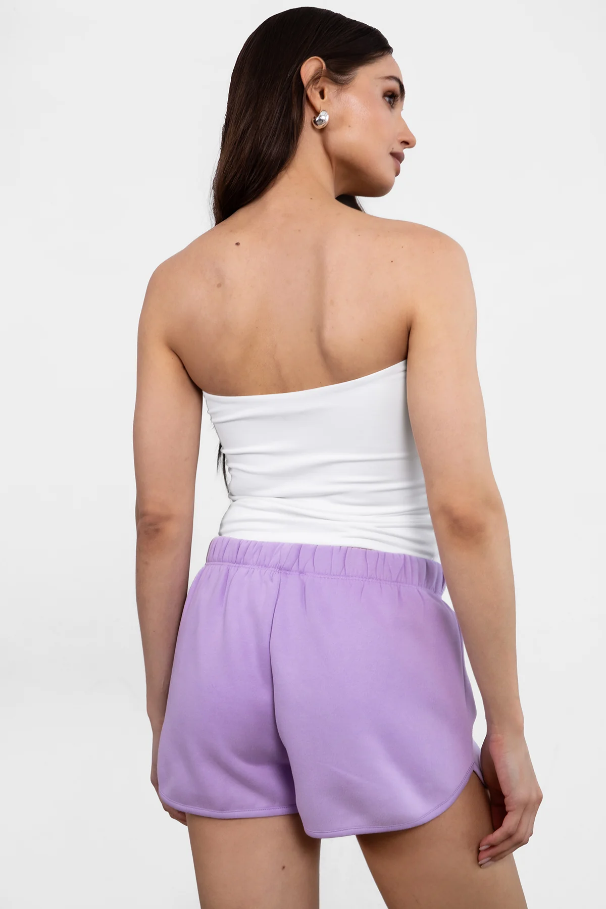 SHORTY Drawstring Waist Plush Fleece Track Mini Shorts - Image 18