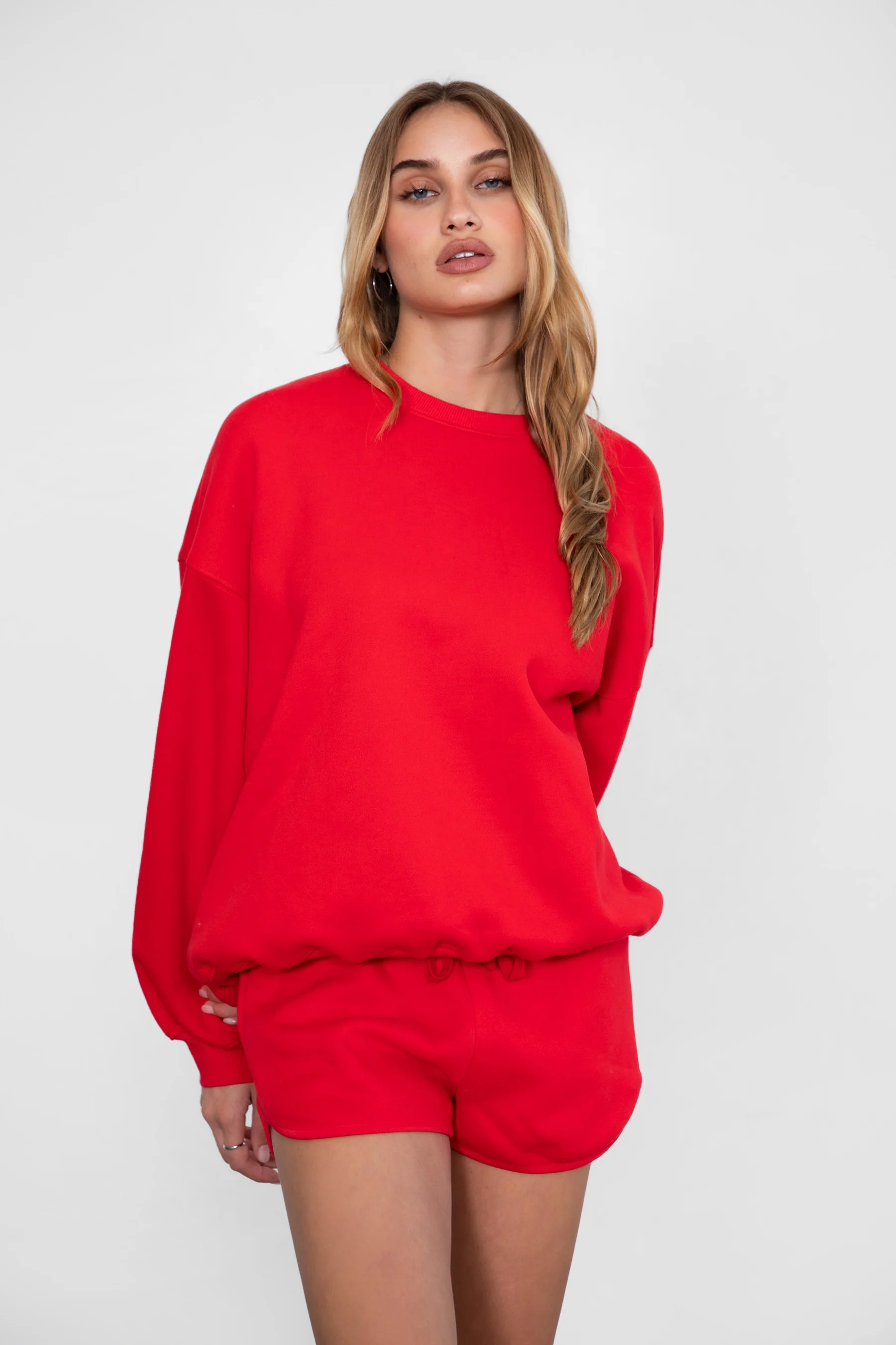SHORTY Drawstring Waist Plush Fleece Track Mini Shorts - Image 19
