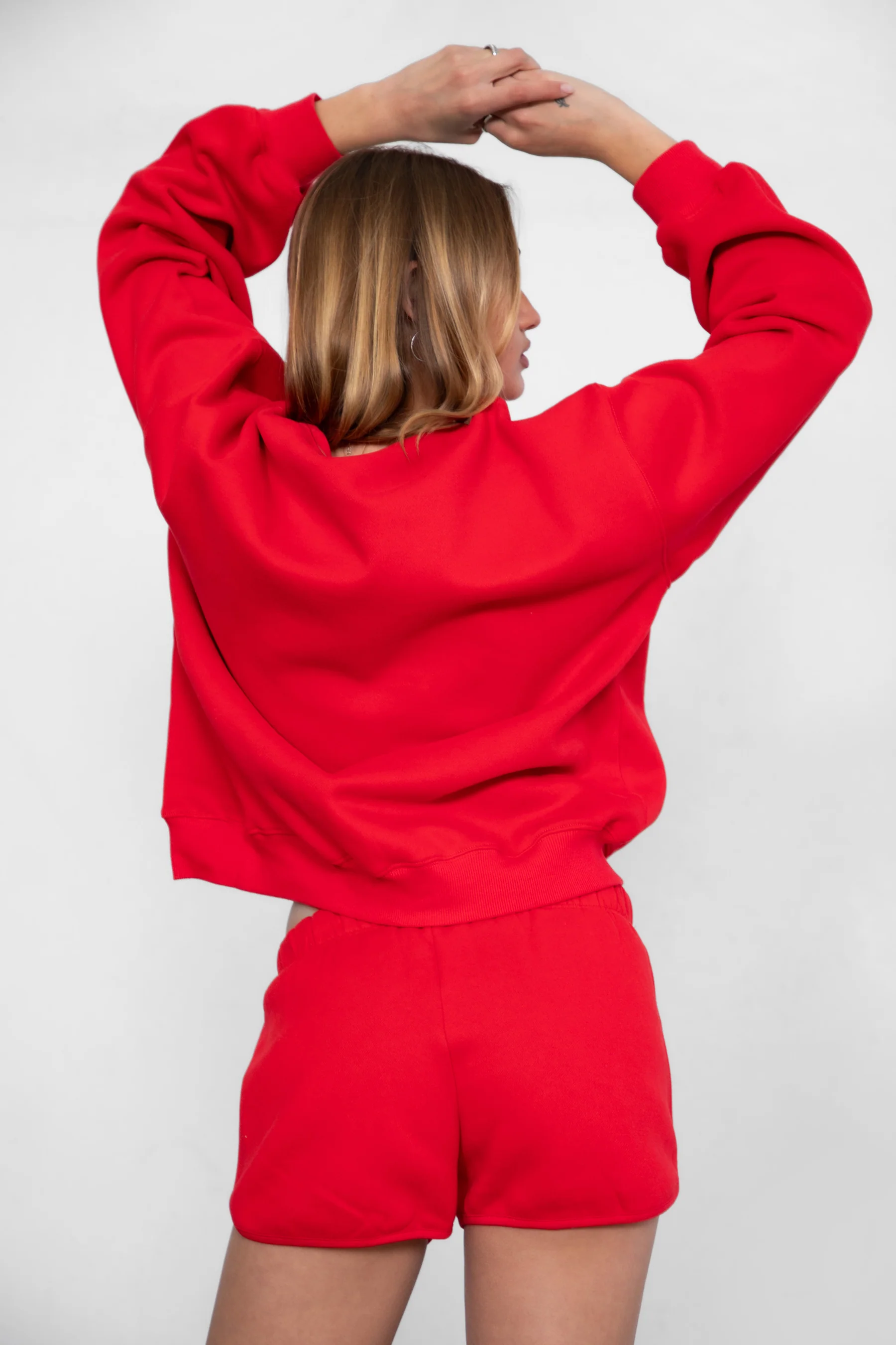 SHORTY Drawstring Waist Plush Fleece Track Mini Shorts - Image 20