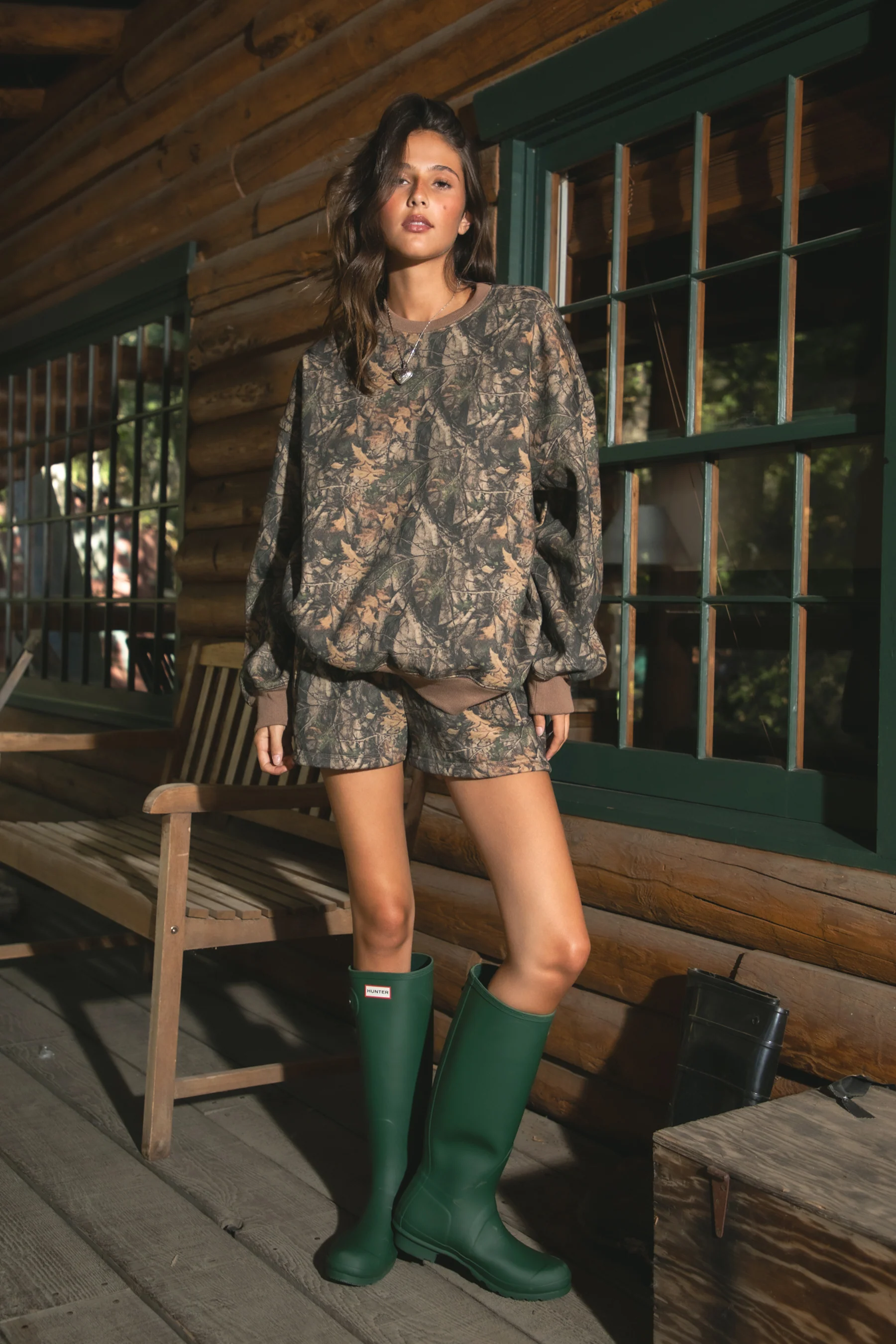 BAYOU Dark Camo Cloud Fleece Mid Rise Shorts - Image 5