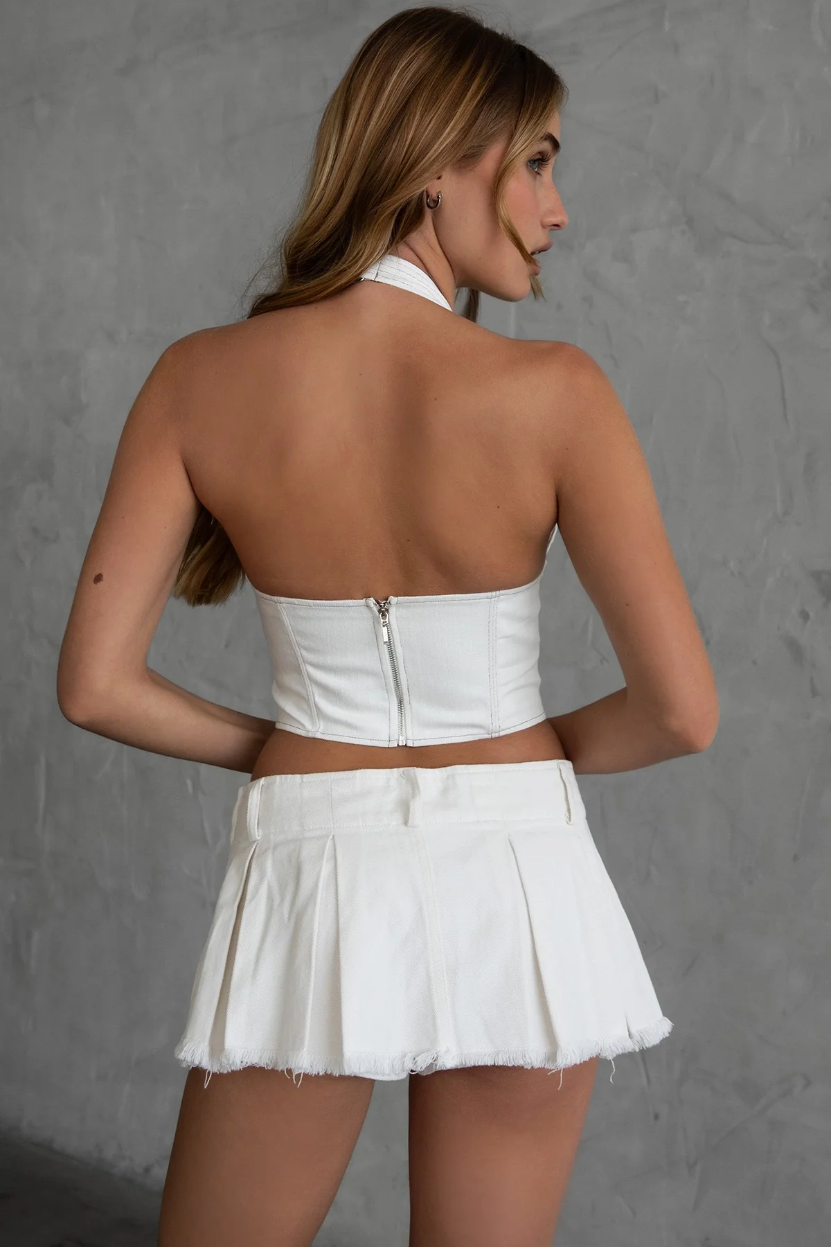 Elena Pleated Low Rise Mini Skirt - Image 10