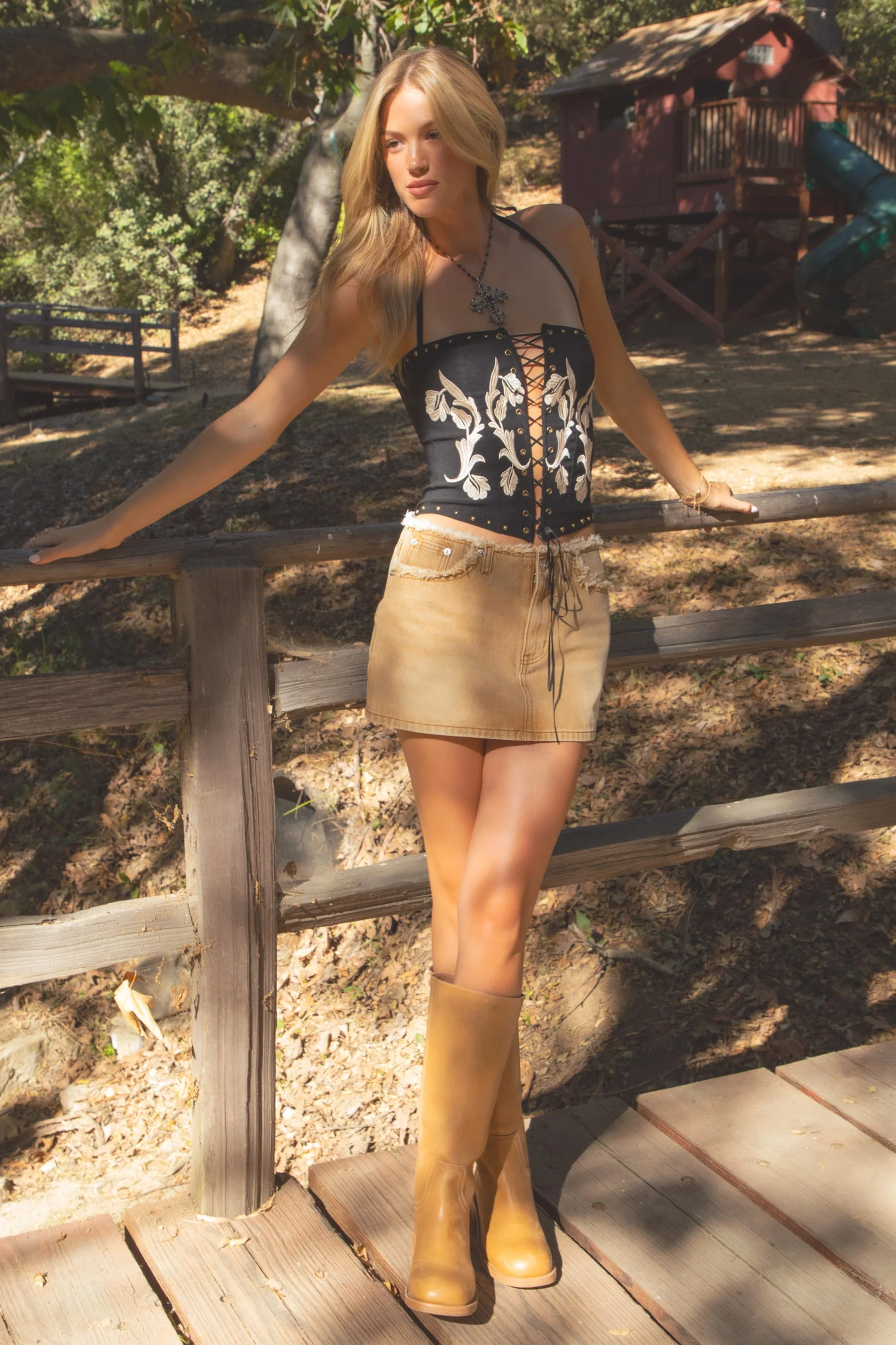 JASMI Washed Denim Low Rise Mini Skirt - Image 2