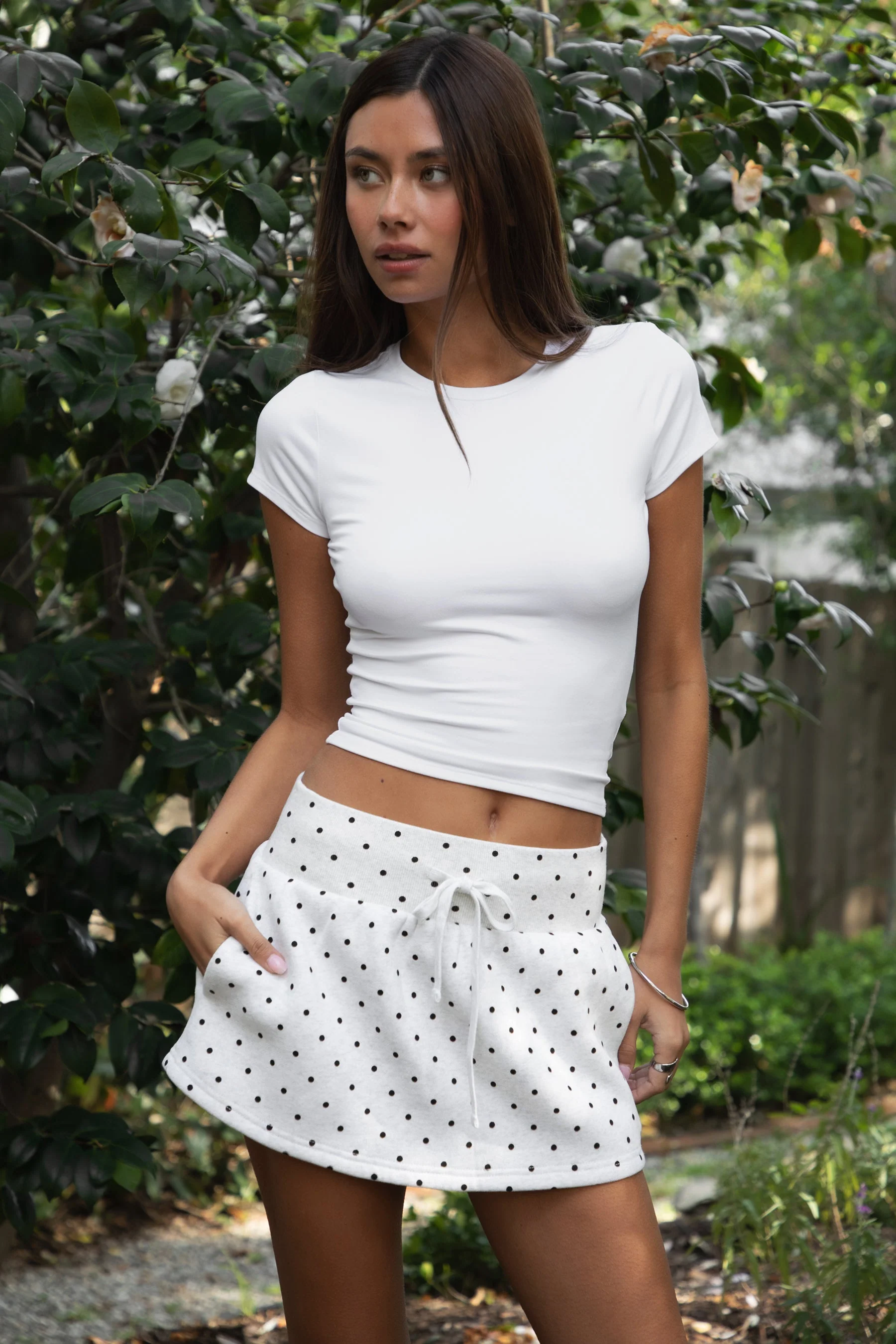 JOTTIE Plush Fleece Polka Dot Mini Skort [Pre-order] - Image 3