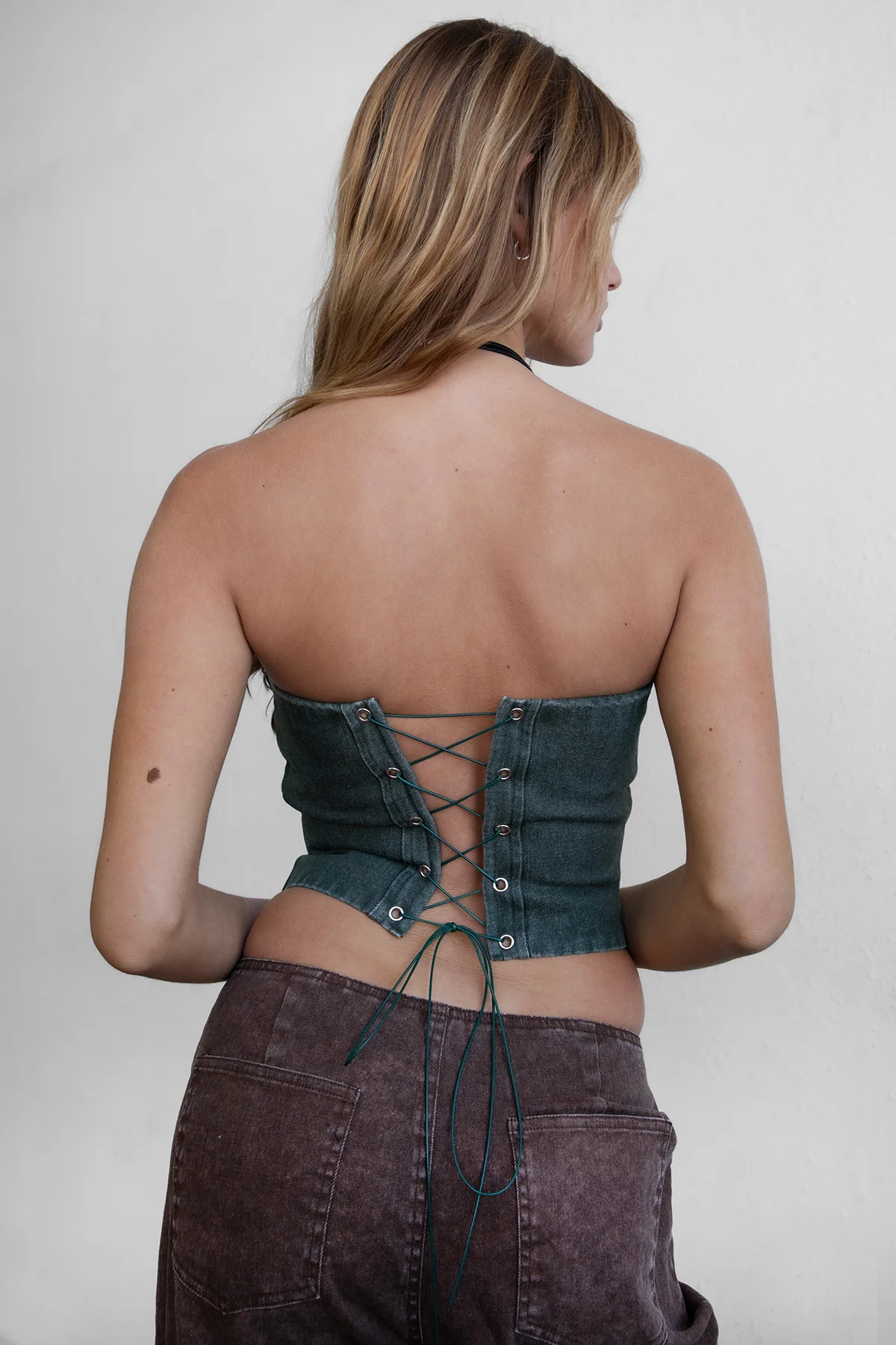 Beckee Washed Denim Corset Top - Image 3