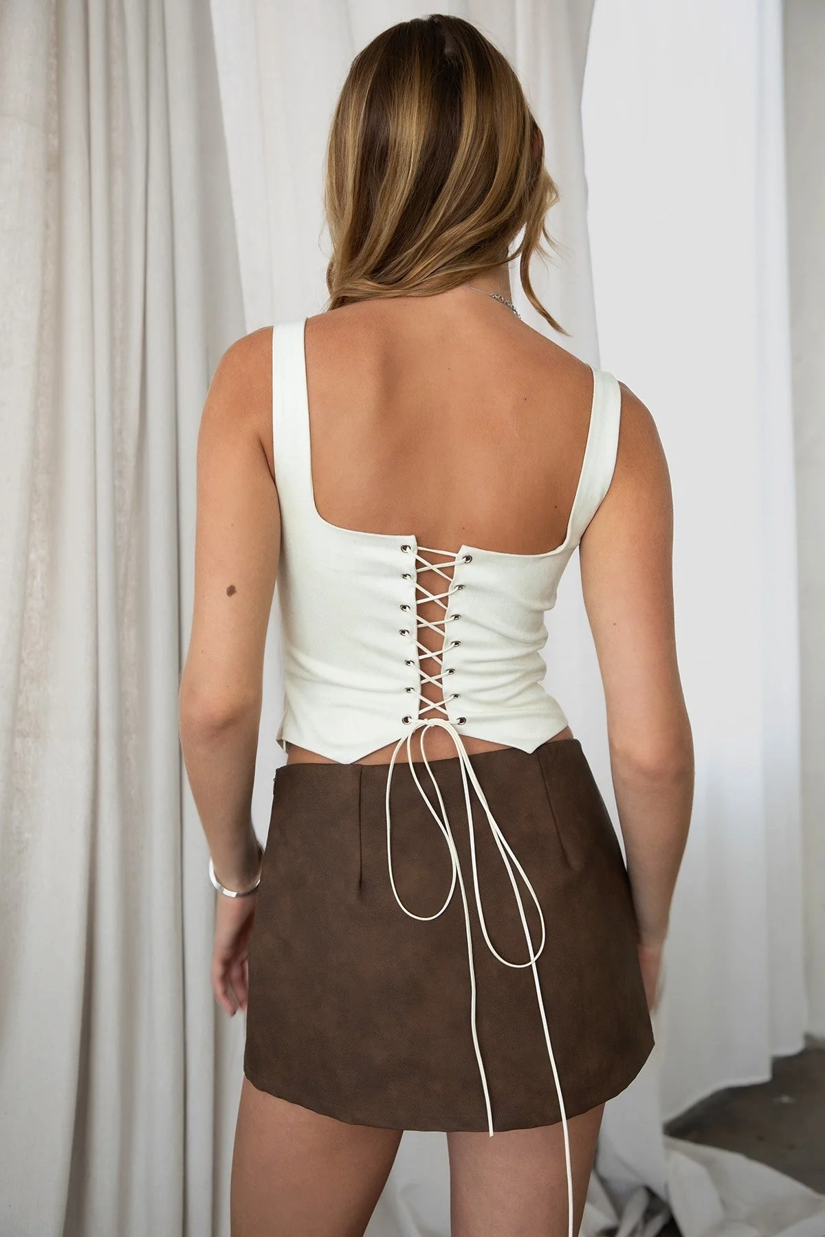 JESSIE Embroidered Suede Corset Top - Image 11