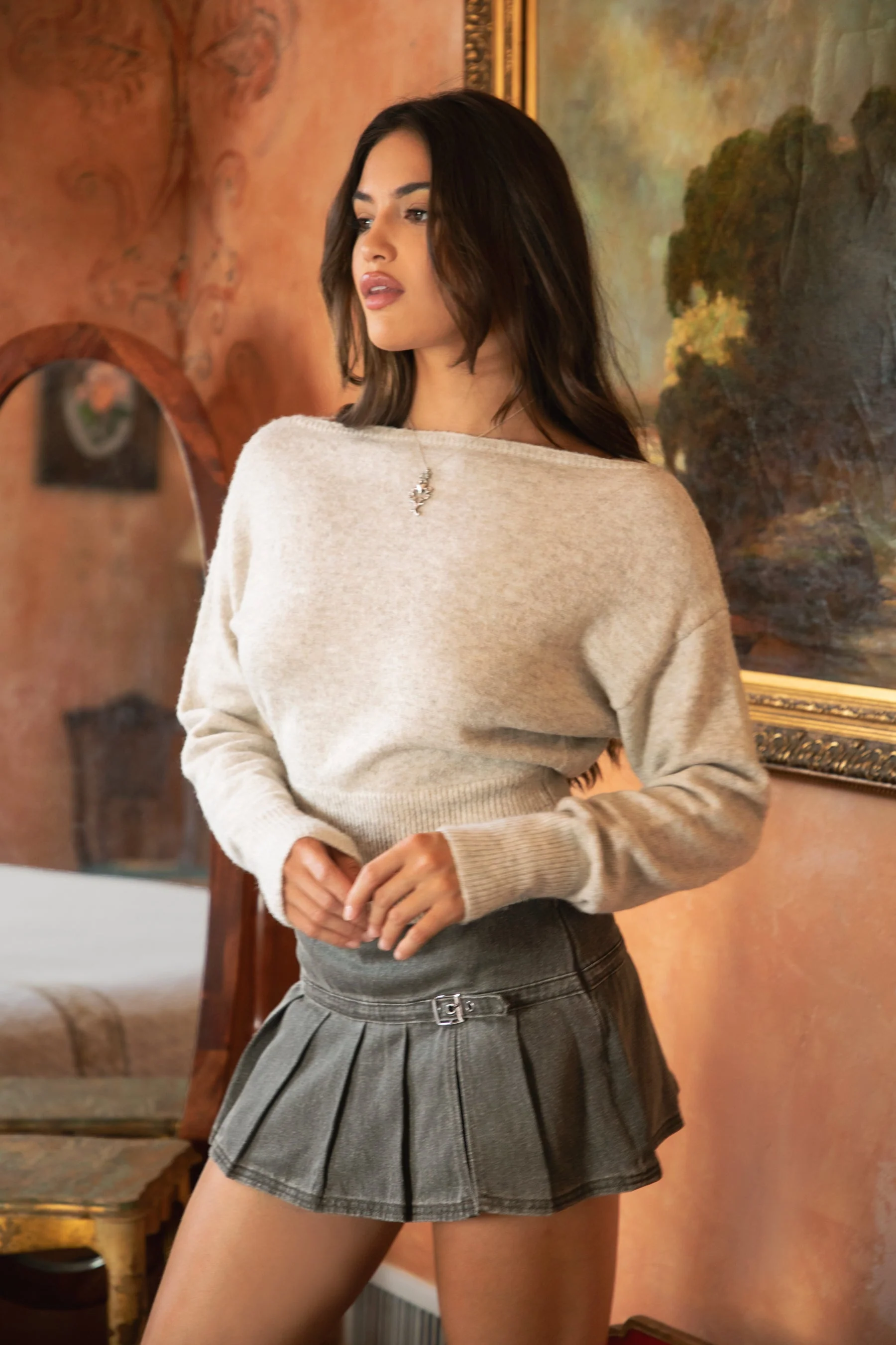AURELLE Luxe Off Shoulder Knit Sweater Top - Image 2