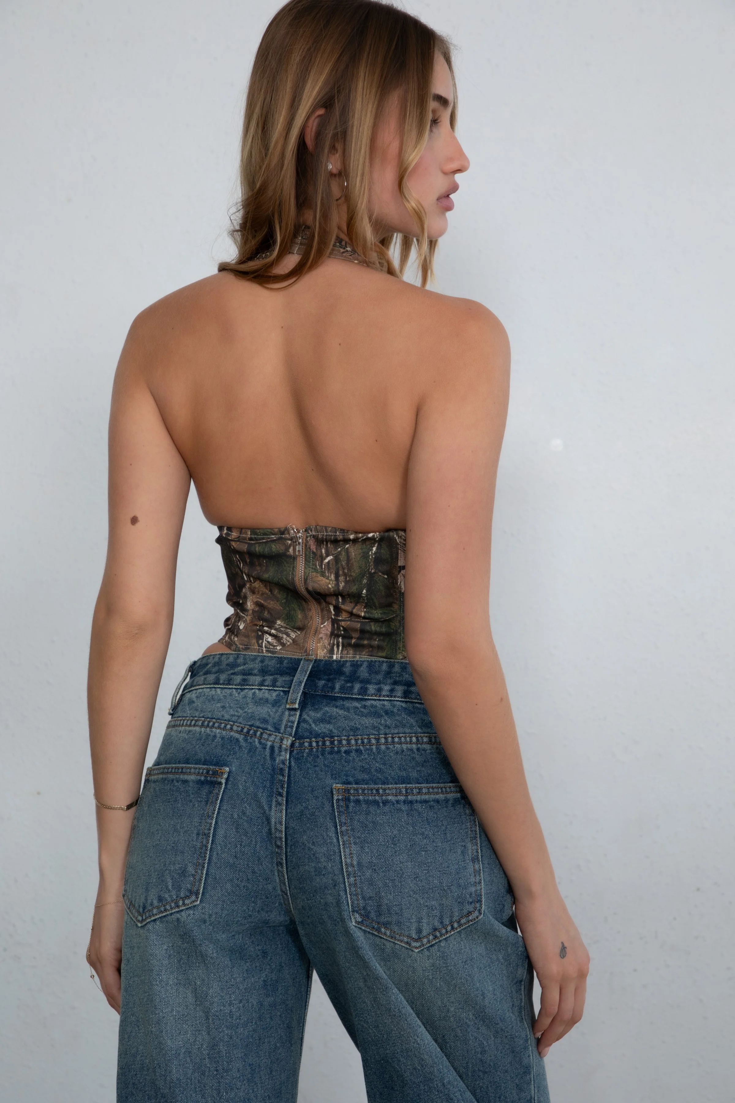 CAMOU Camo Print Halter Bustier Corset Top - Image 8