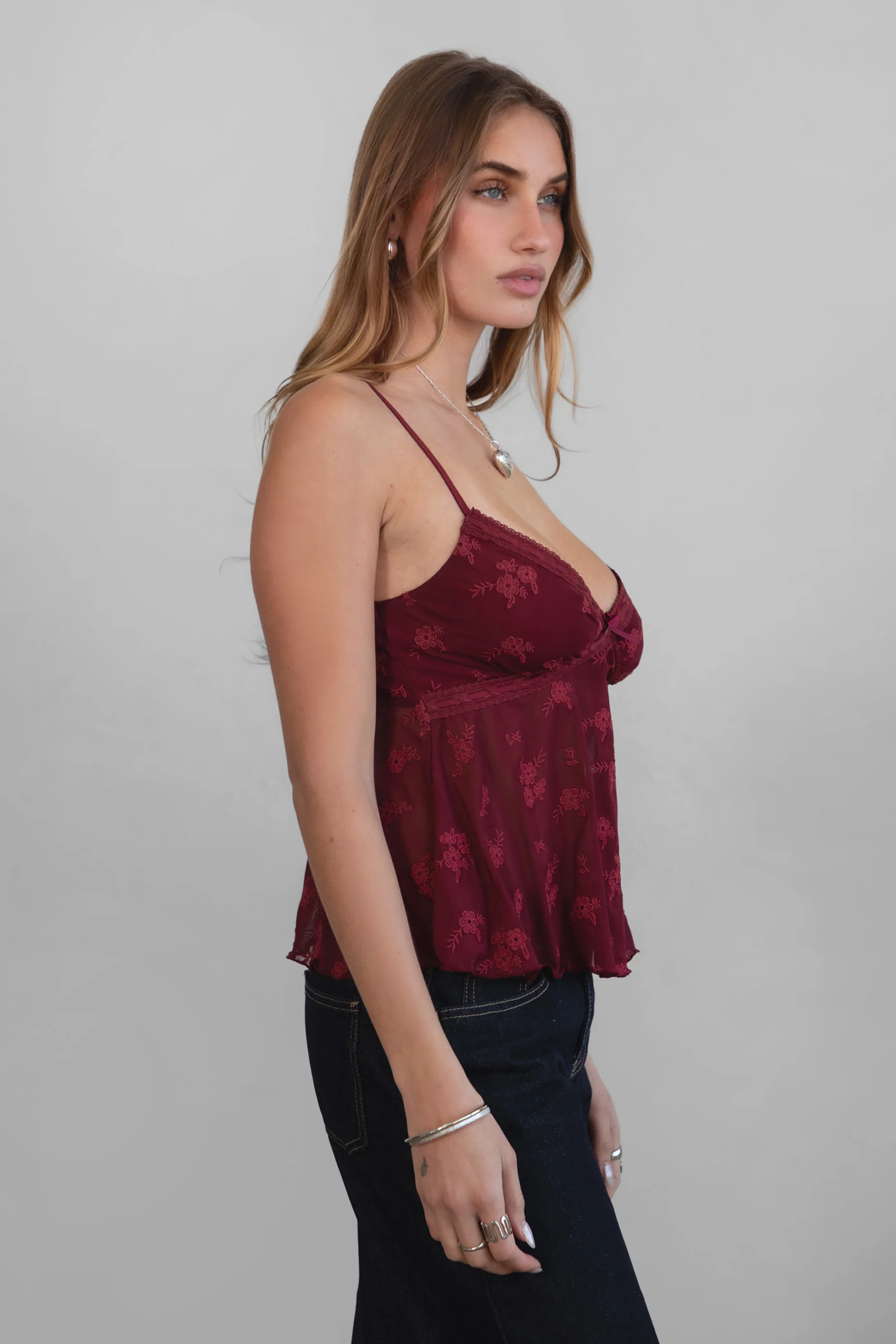 LAURIEL Embroidered Mesh Cami Top - Image 6