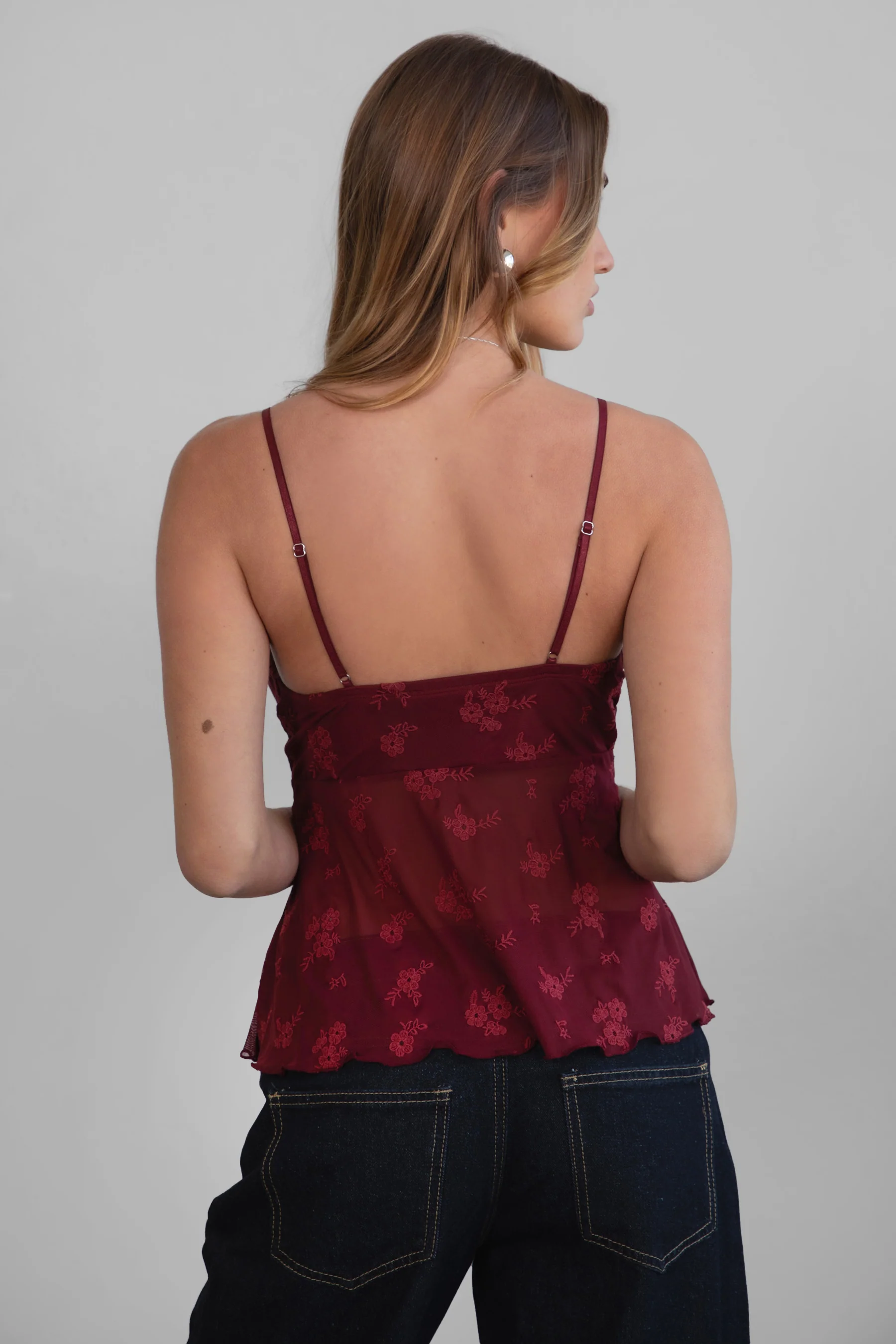 LAURIEL Embroidered Mesh Cami Top - Image 7