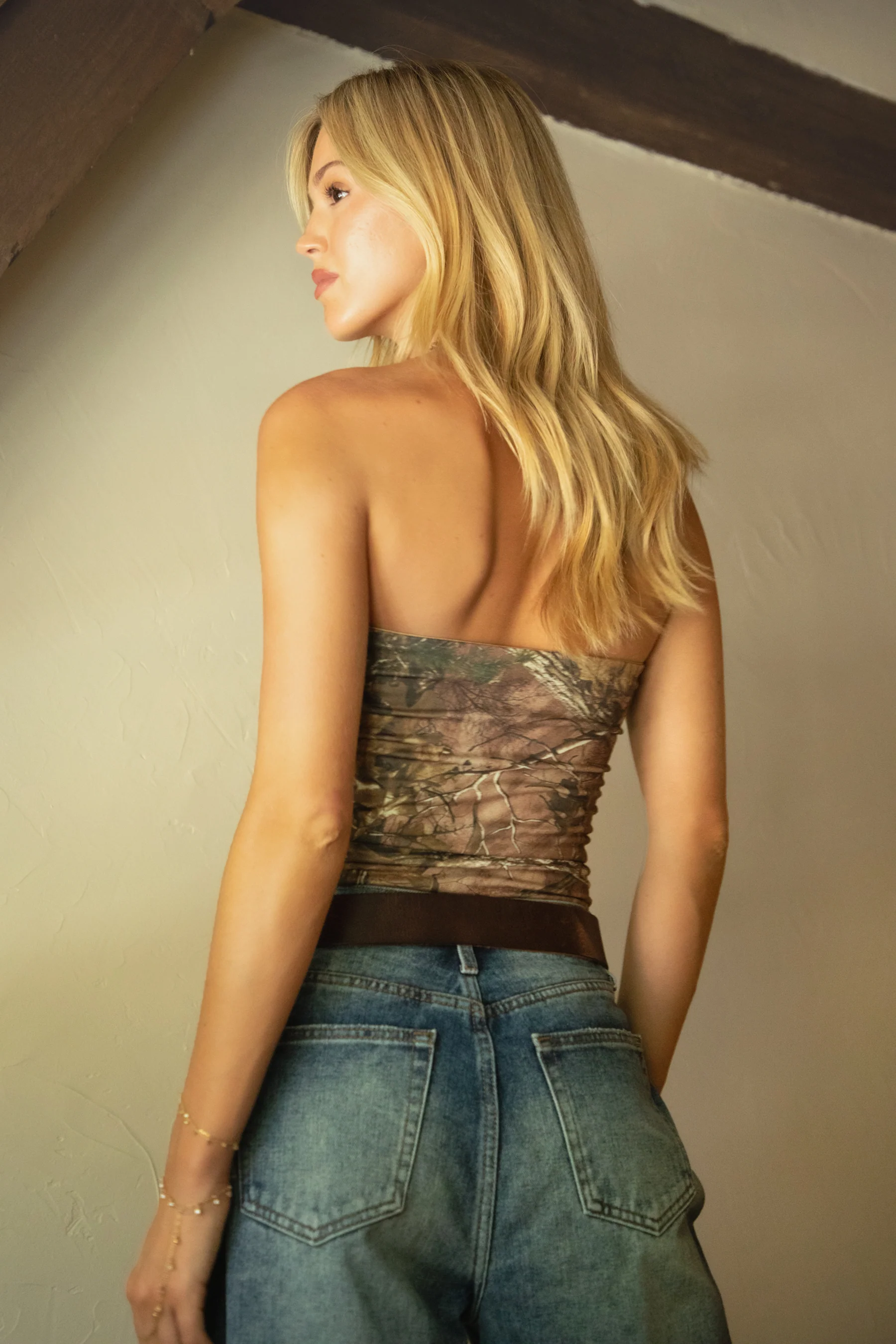 DELTA Camo Print Jersey Longline Bandeau Top - Image 4