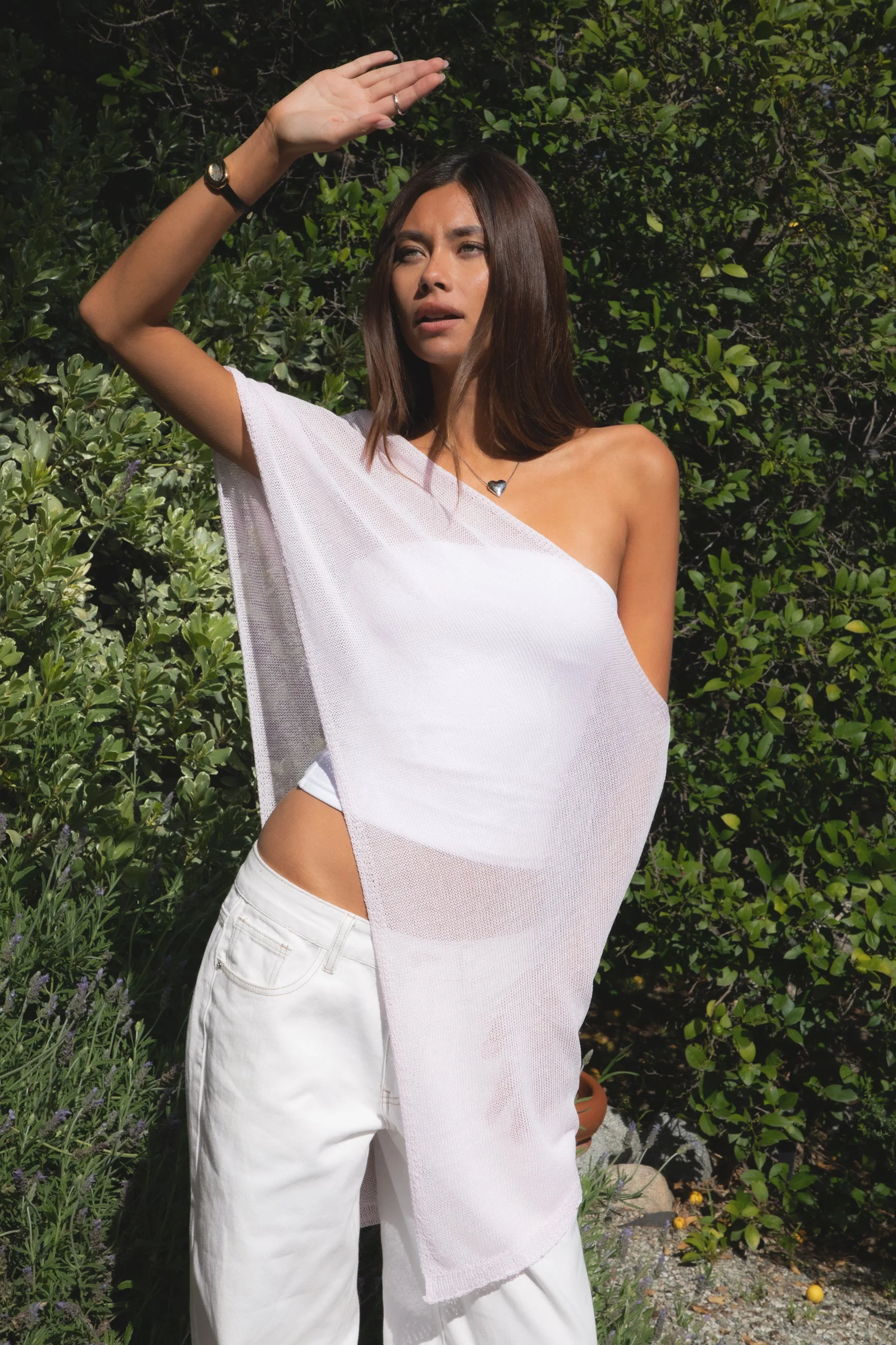 SOLEI Lightweight Sheer Sweater Knit Cape - Image 2