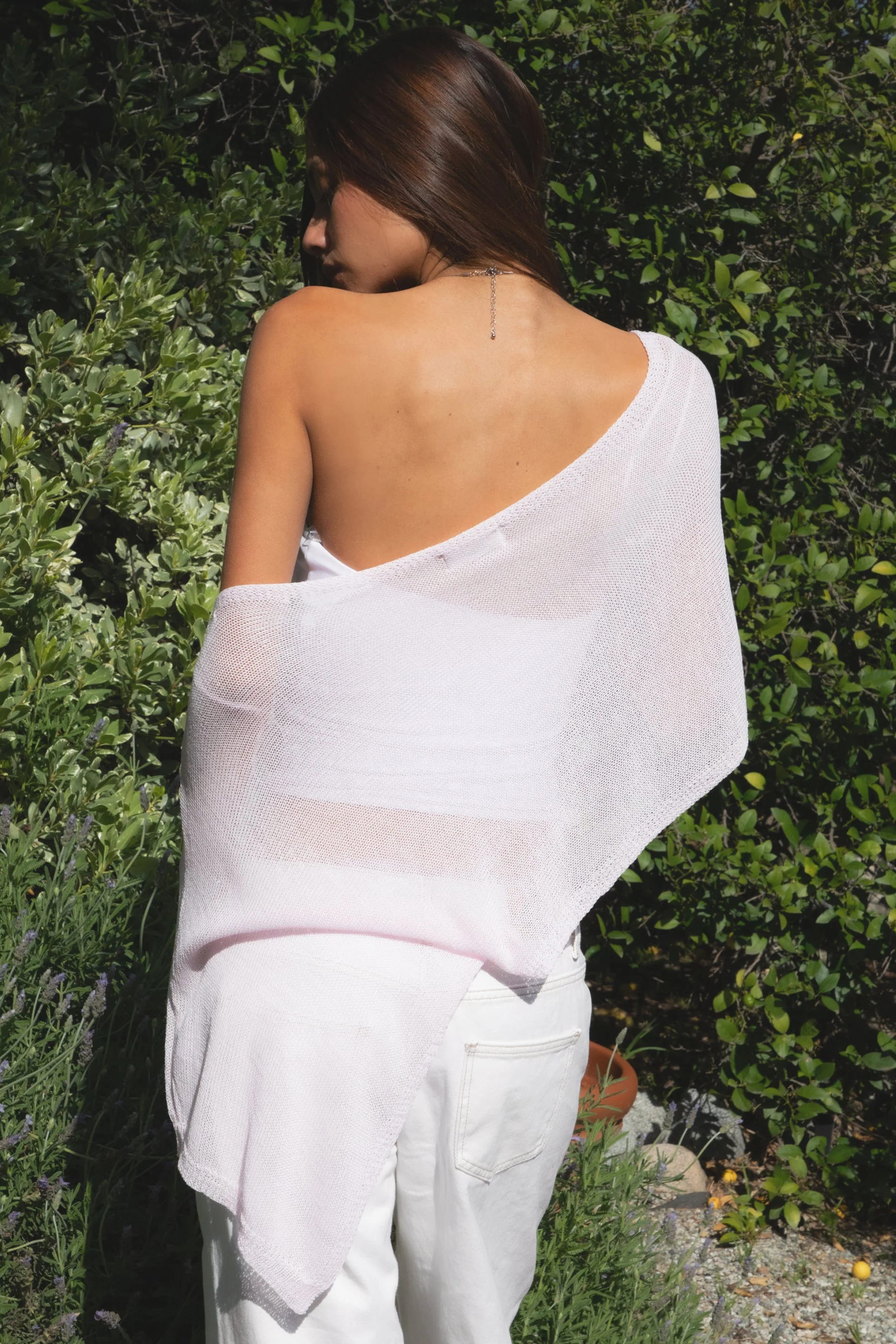 SOLEI Lightweight Sheer Sweater Knit Cape - Image 5