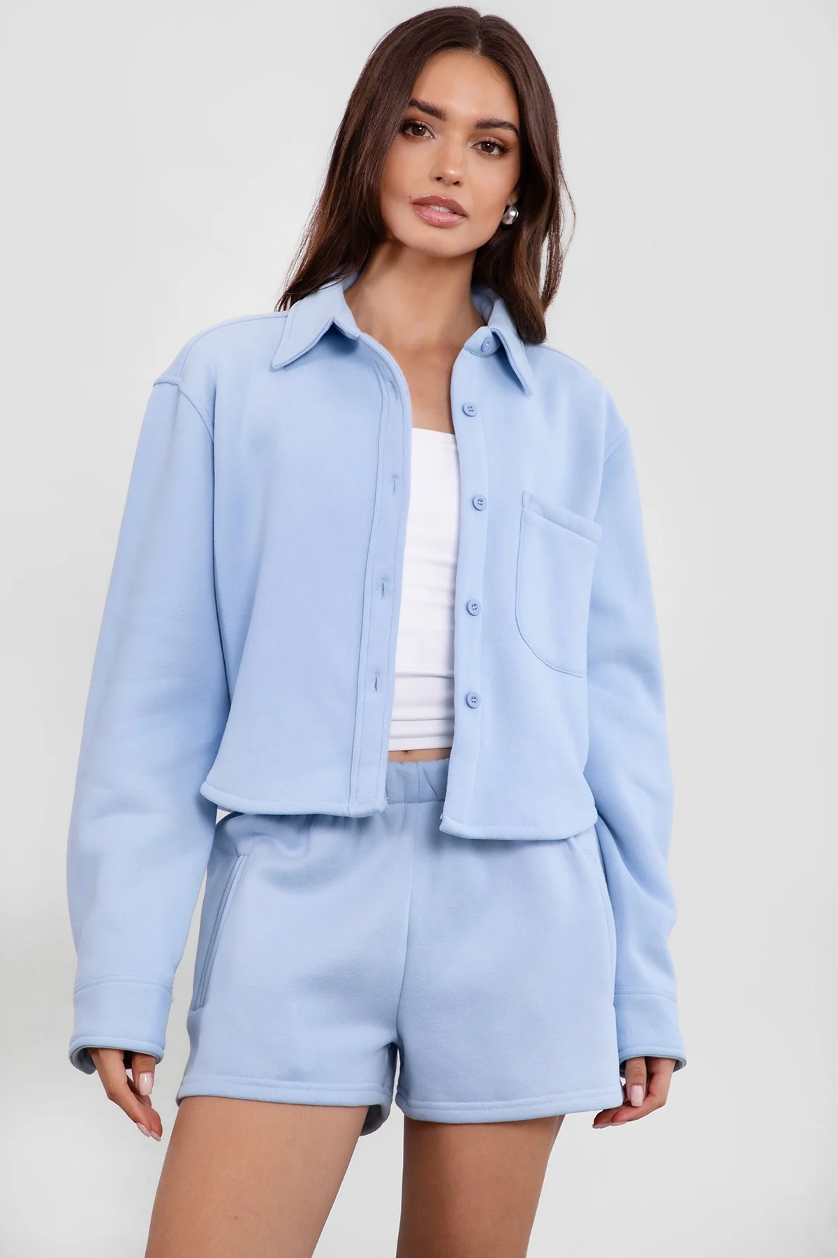 Jennie Plush Fleece Cropped Shacket - Image 10