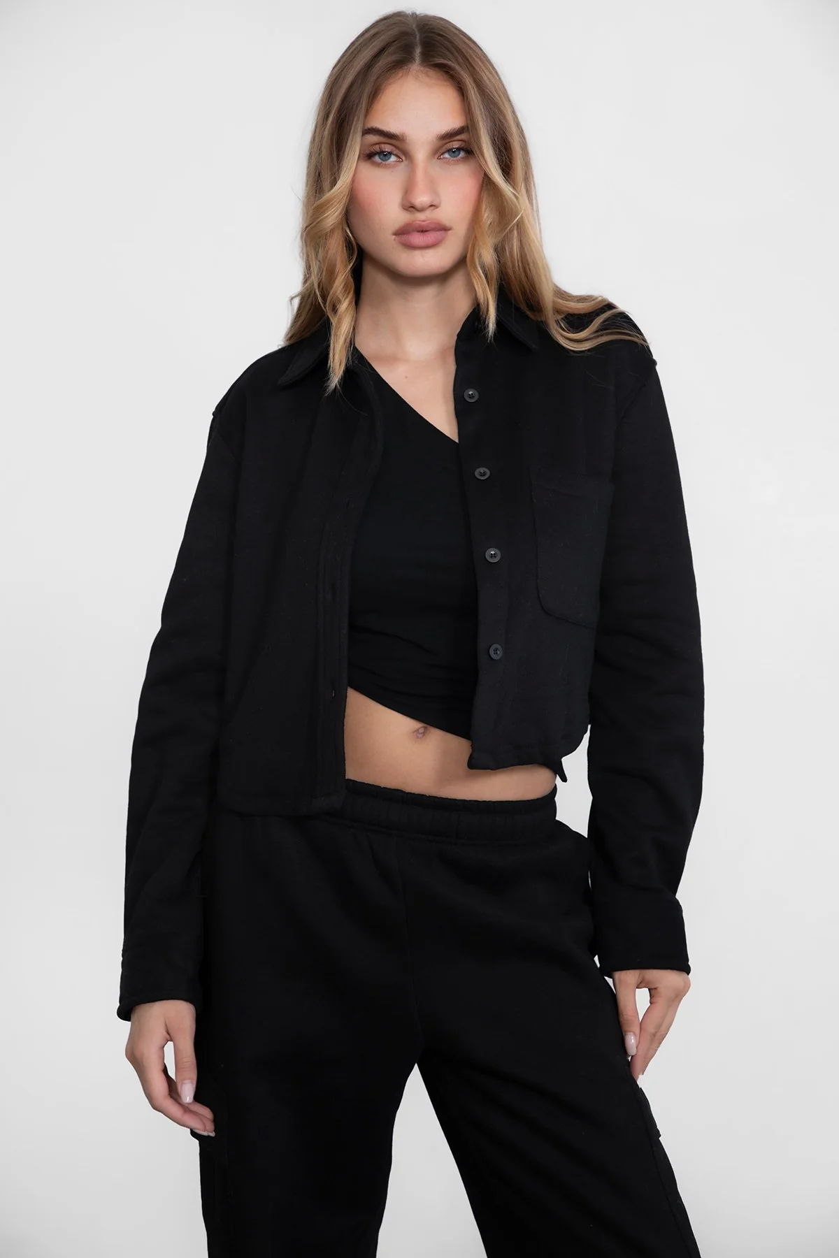 Jennie Plush Fleece Cropped Shacket - Image 12