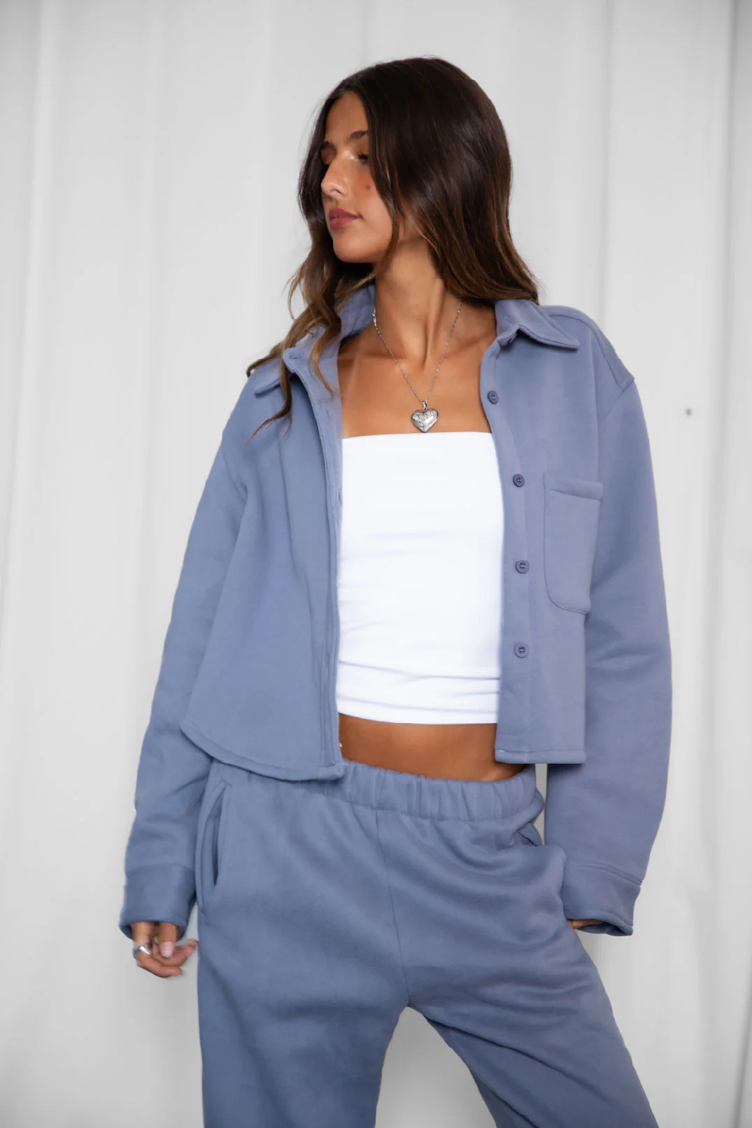 Jennie Plush Fleece Cropped Shacket - Image 3