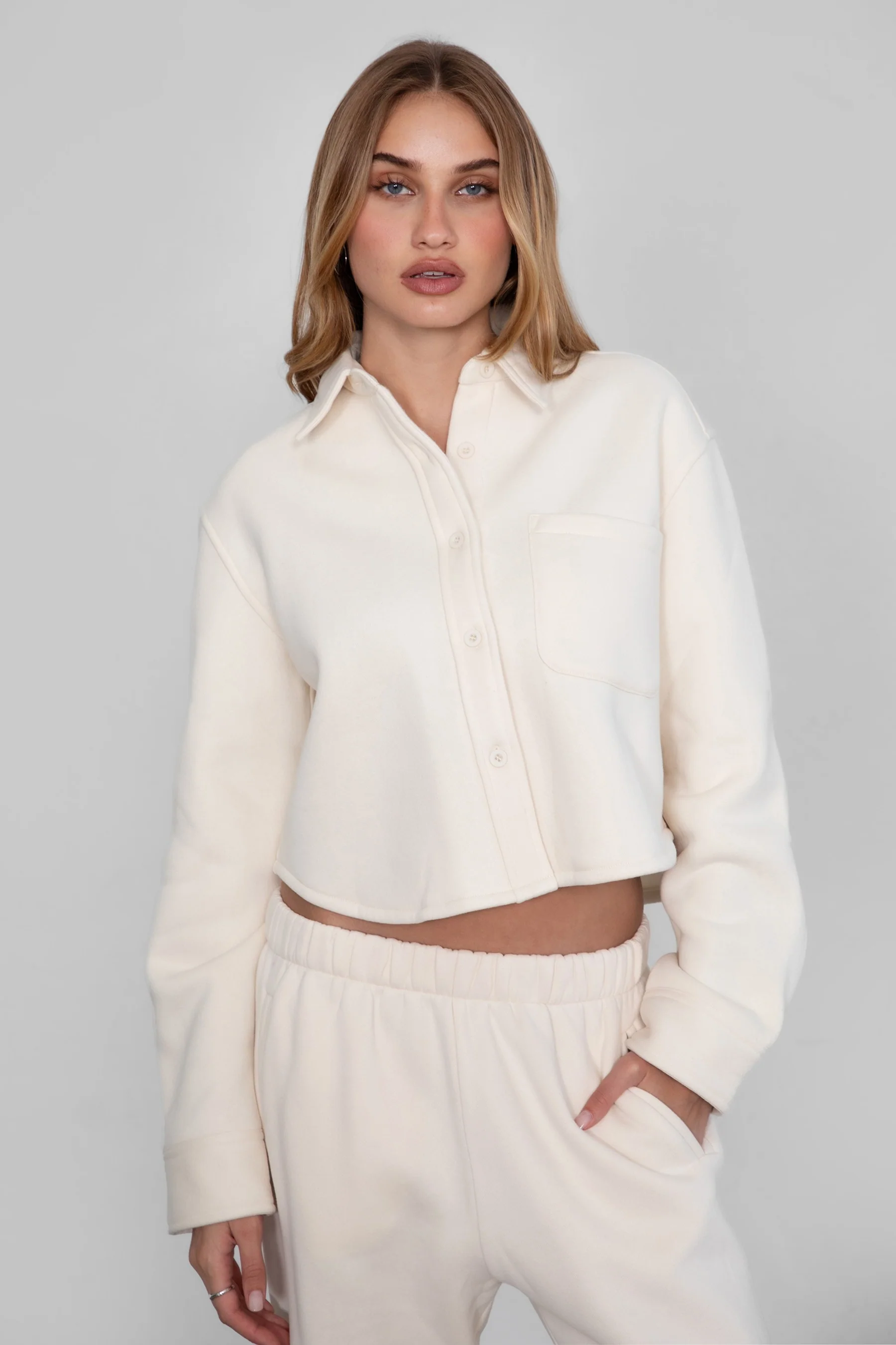 Jennie Plush Fleece Cropped Shacket - Image 5