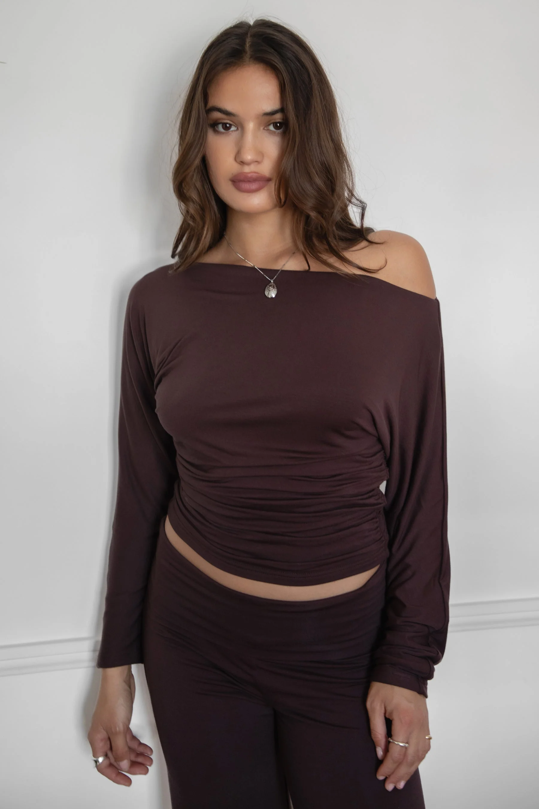 SORA Asymmetric Off The Shoulder Long Sleeve Top - Image 4