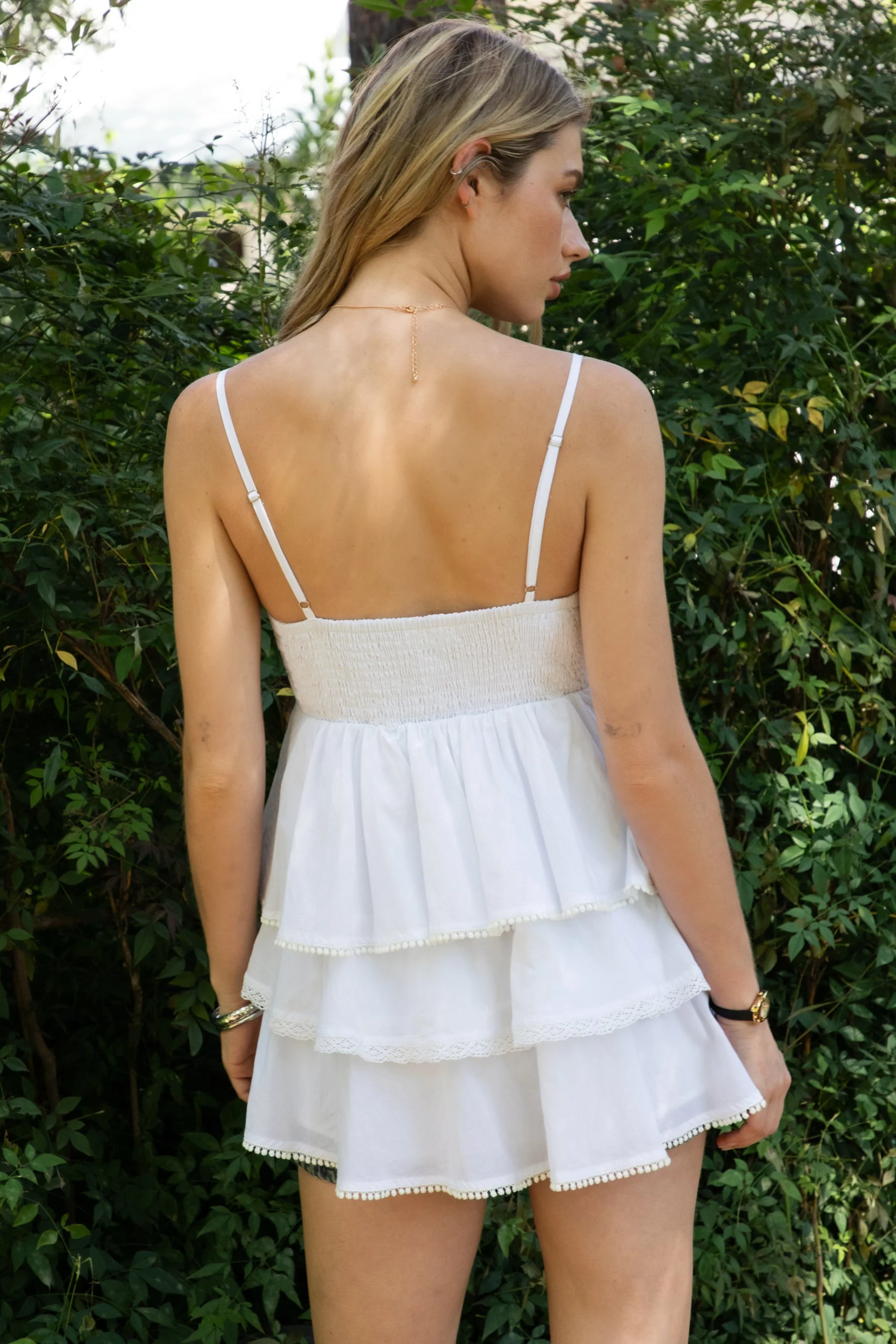 GLARA Tiered Ruffle V-Neck Babydoll Top - Image 7