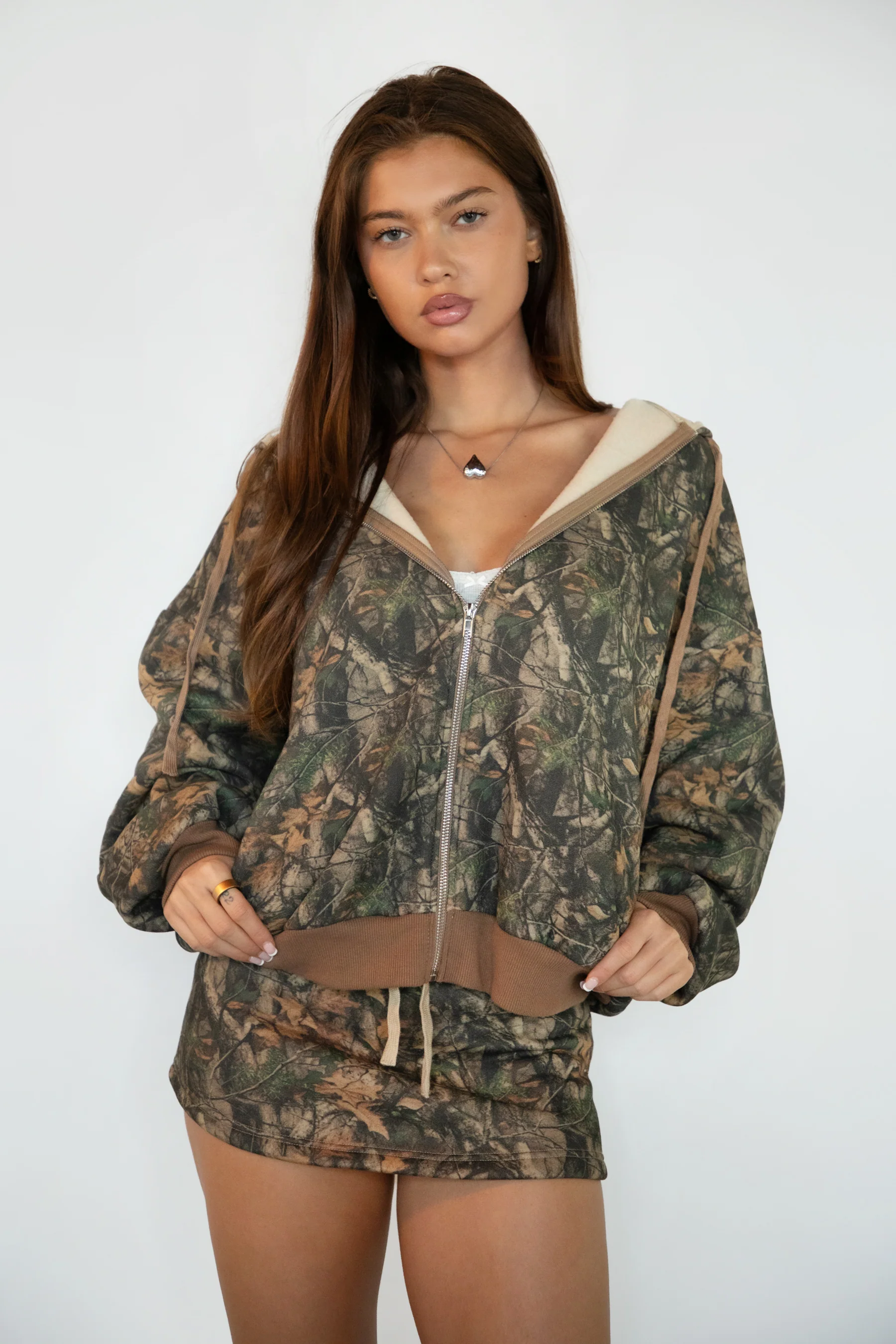 BAYOU Dark Camo Cloud Fleece Zip Up Hoodie - Image 3