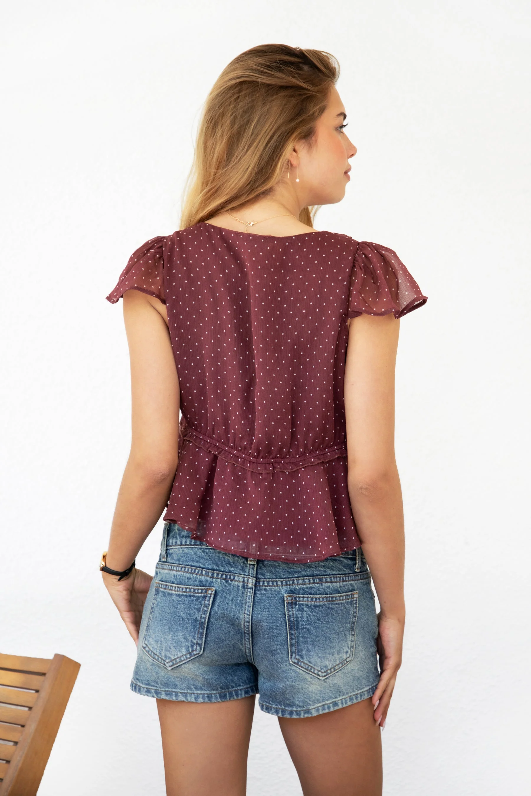 WYNONA Polka Dot Chiffon Crop Top [Pre-order] - Image 6