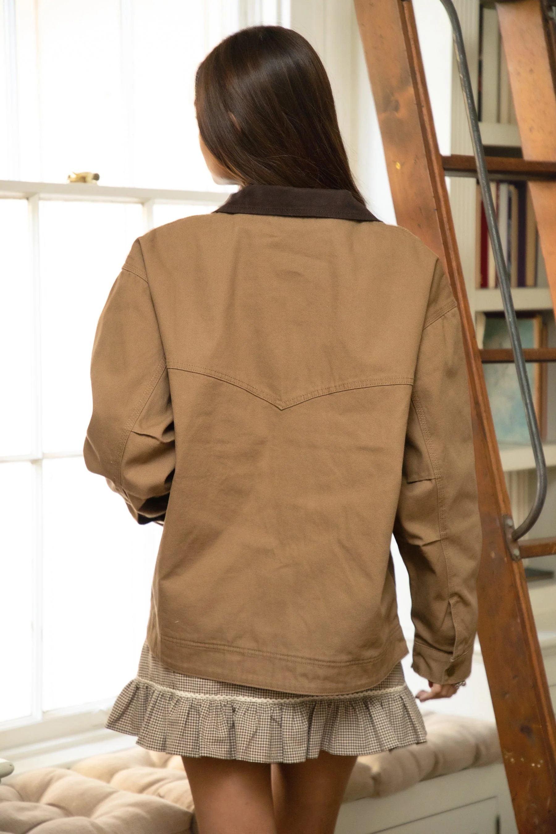 SABLETON Oversized Canvas Twill Corduroy Collar Jacket - Image 4