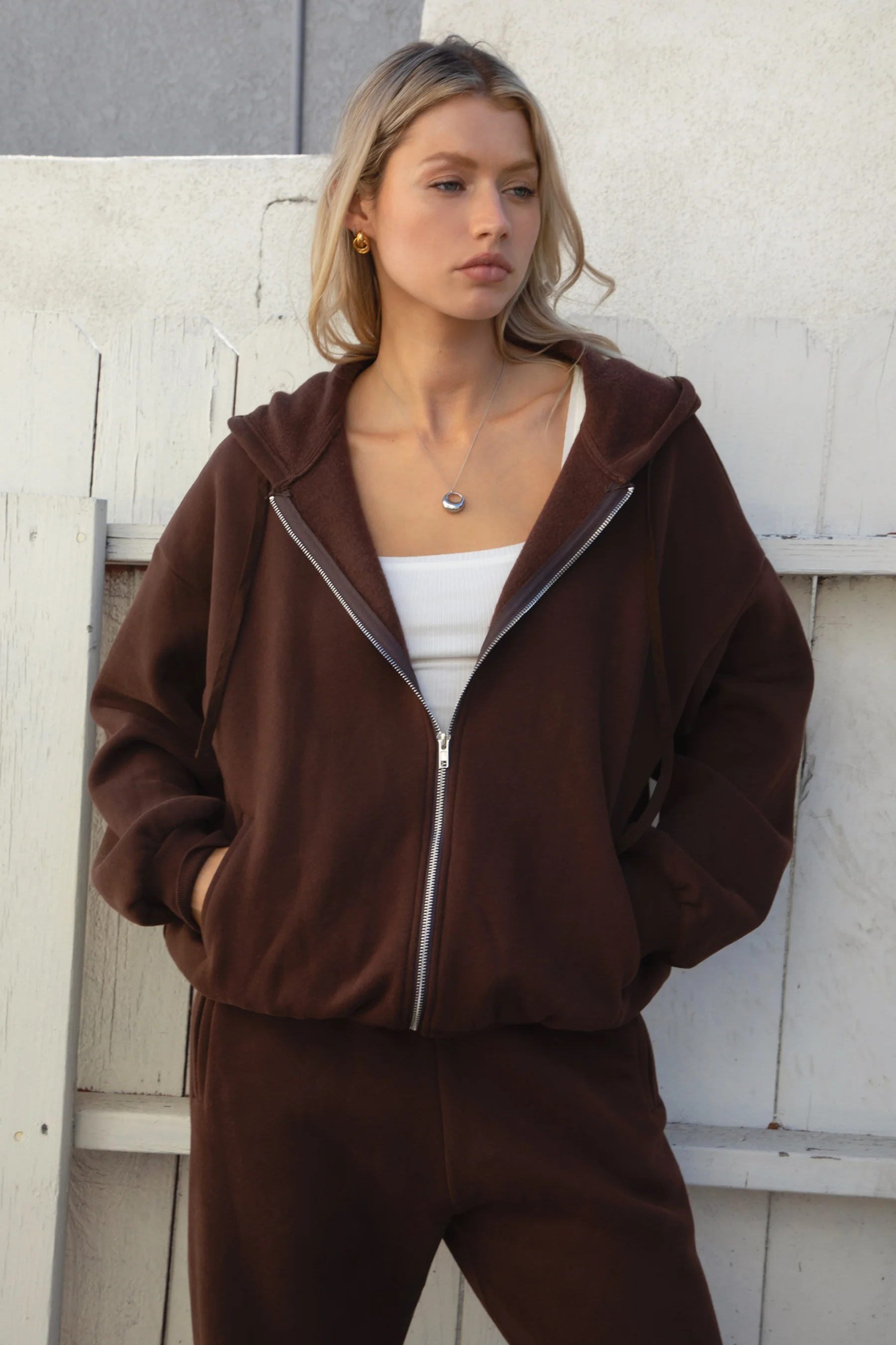 UNIVERSITY Plush Fleece Oversized Zip Up Hoodie - Image 10