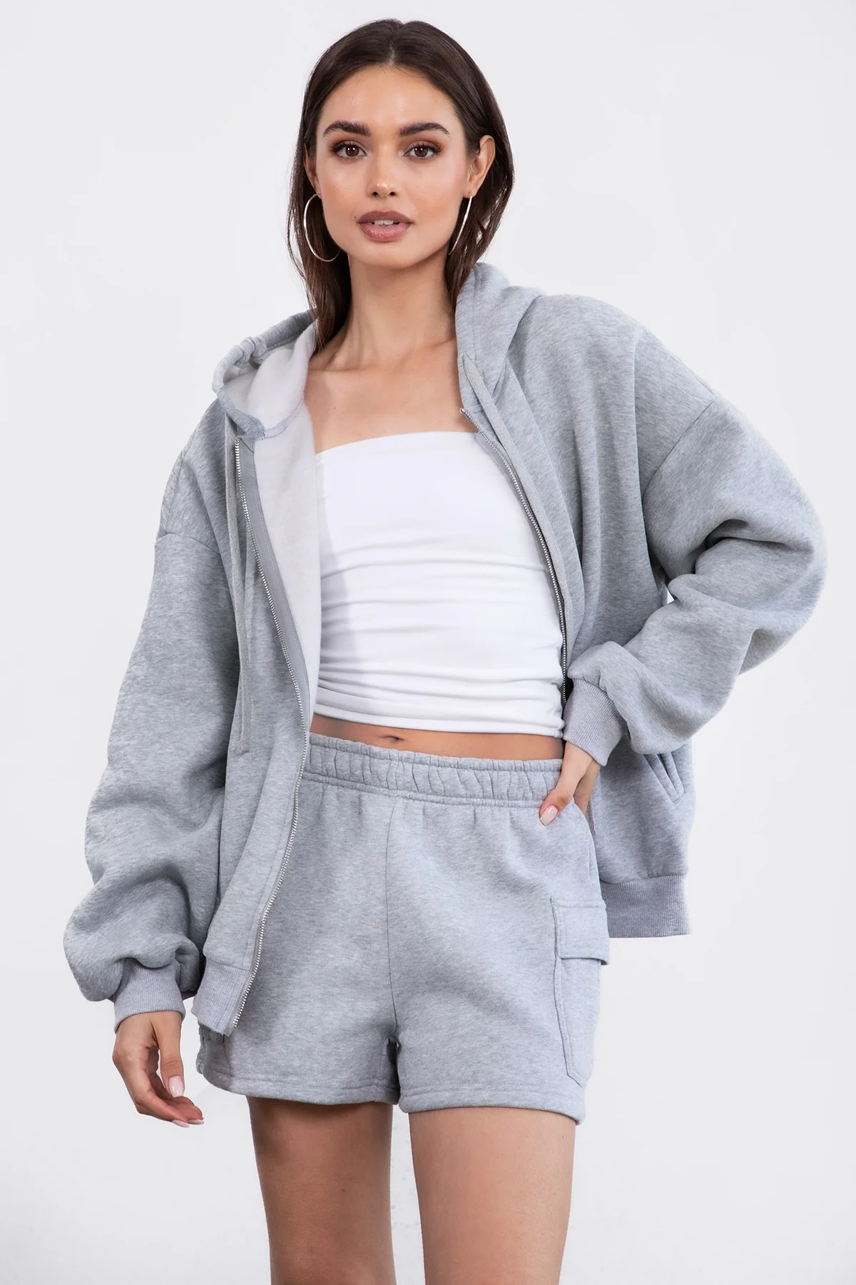 UNIVERSITY Plush Fleece Oversized Zip Up Hoodie - Image 19