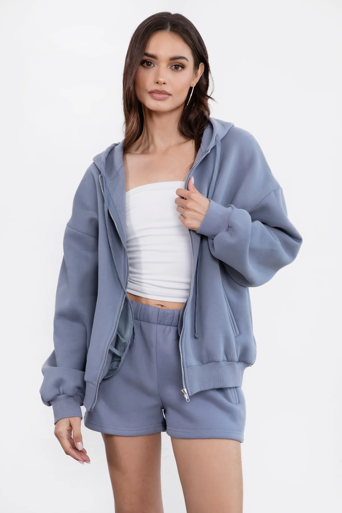 UNIVERSITY Plush Fleece Oversized Zip Up Hoodie - Image 36