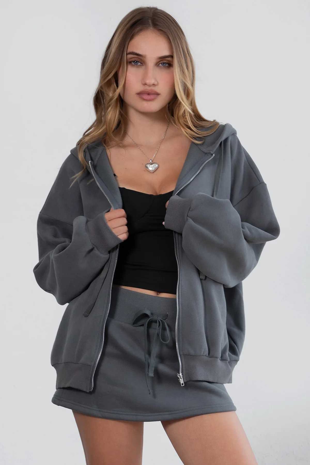 UNIVERSITY Plush Fleece Oversized Zip Up Hoodie - Image 42