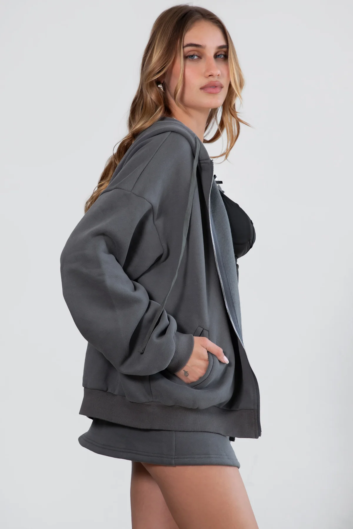 UNIVERSITY Plush Fleece Oversized Zip Up Hoodie - Image 43