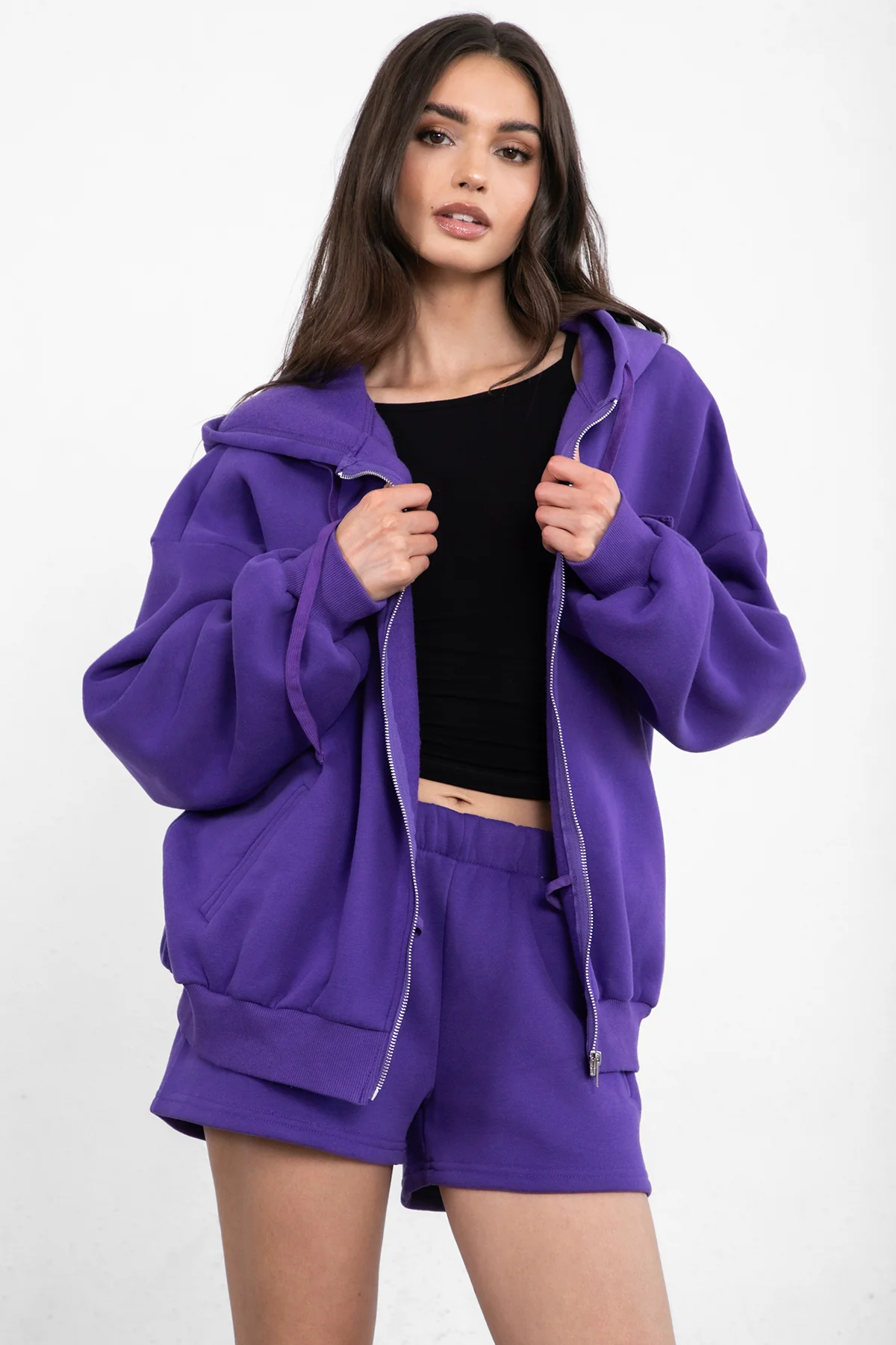 UNIVERSITY Plush Fleece Oversized Zip Up Hoodie - Image 54