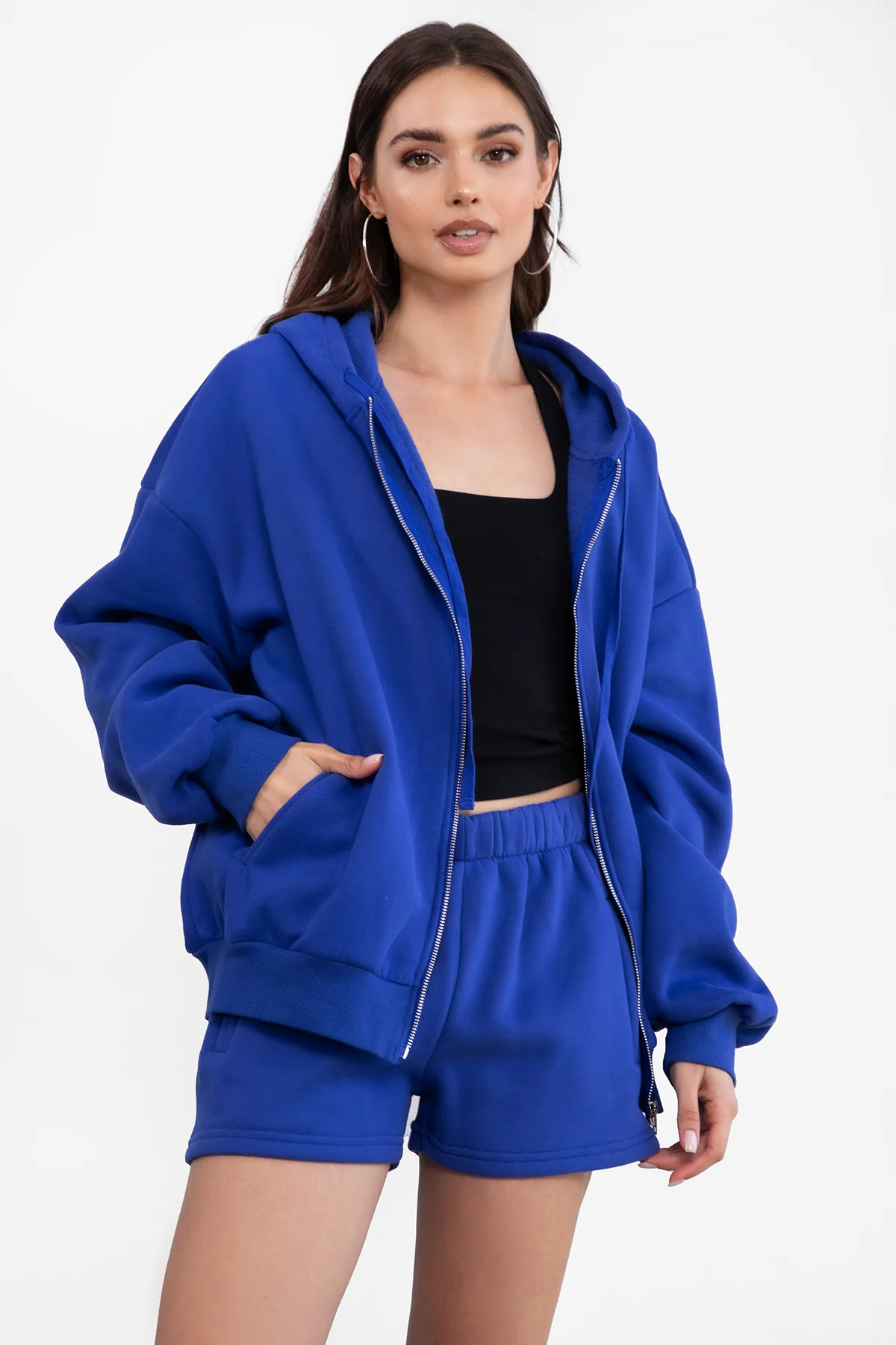 UNIVERSITY Plush Fleece Oversized Zip Up Hoodie - Image 56