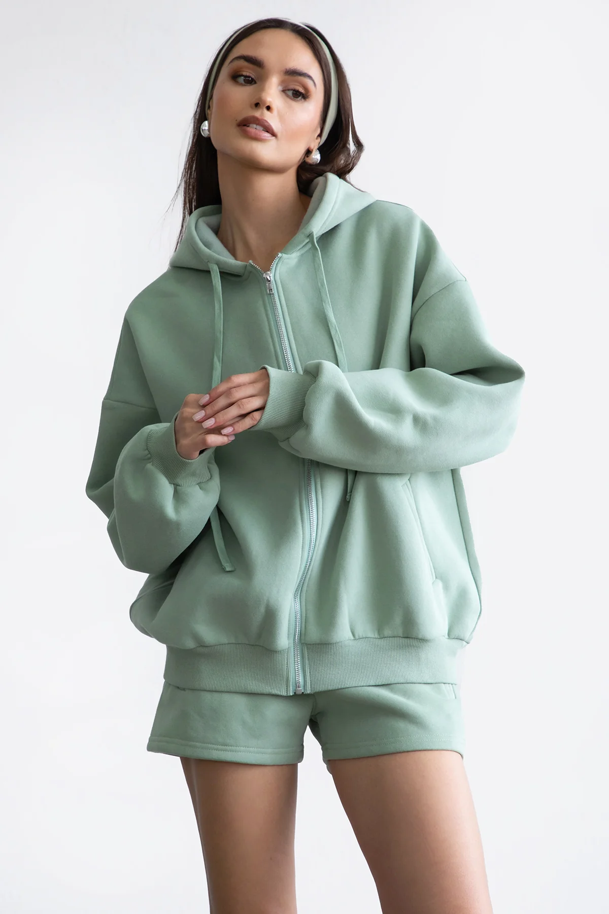 UNIVERSITY Plush Fleece Oversized Zip Up Hoodie - Image 58