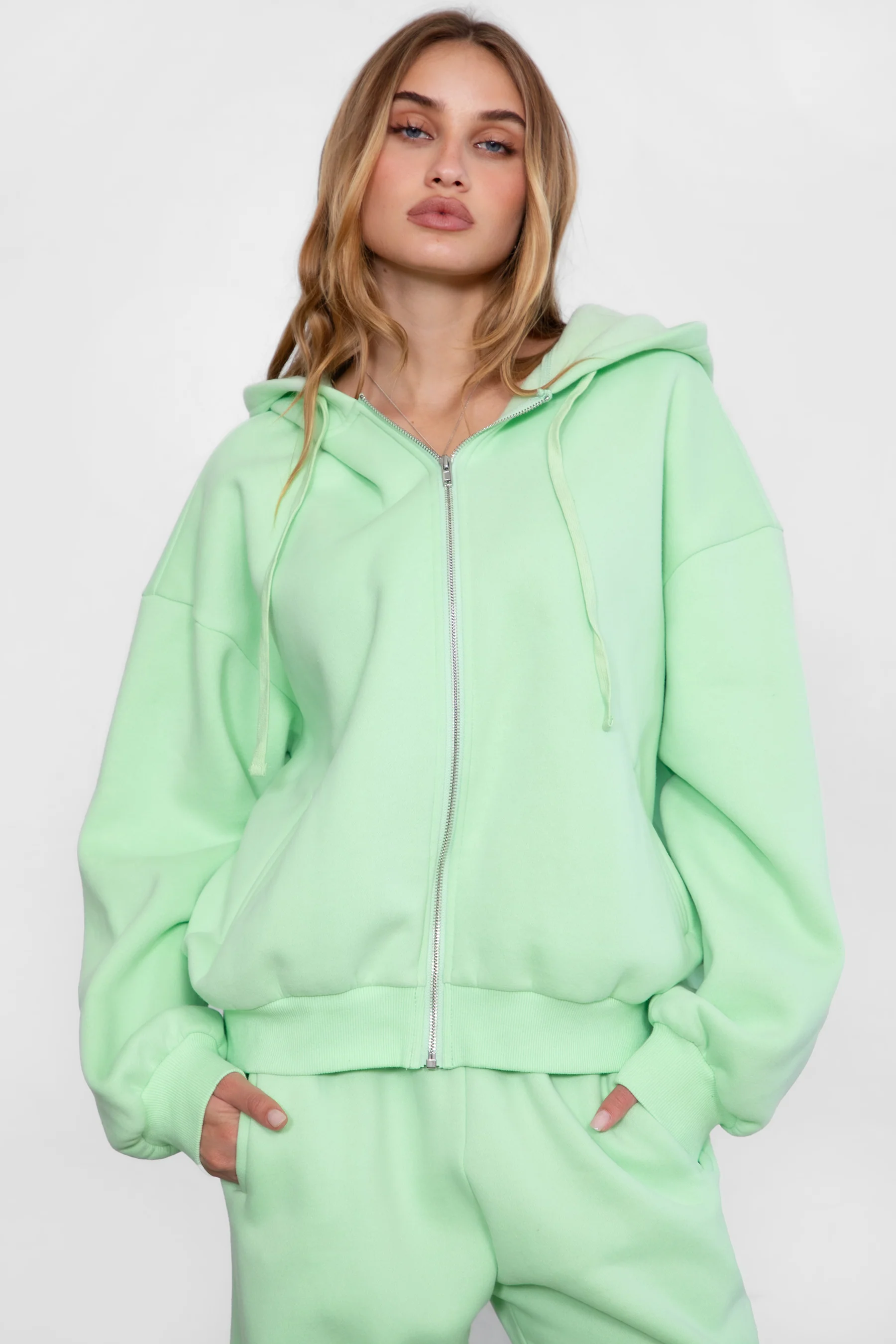 UNIVERSITY Plush Fleece Oversized Zip Up Hoodie - Image 64