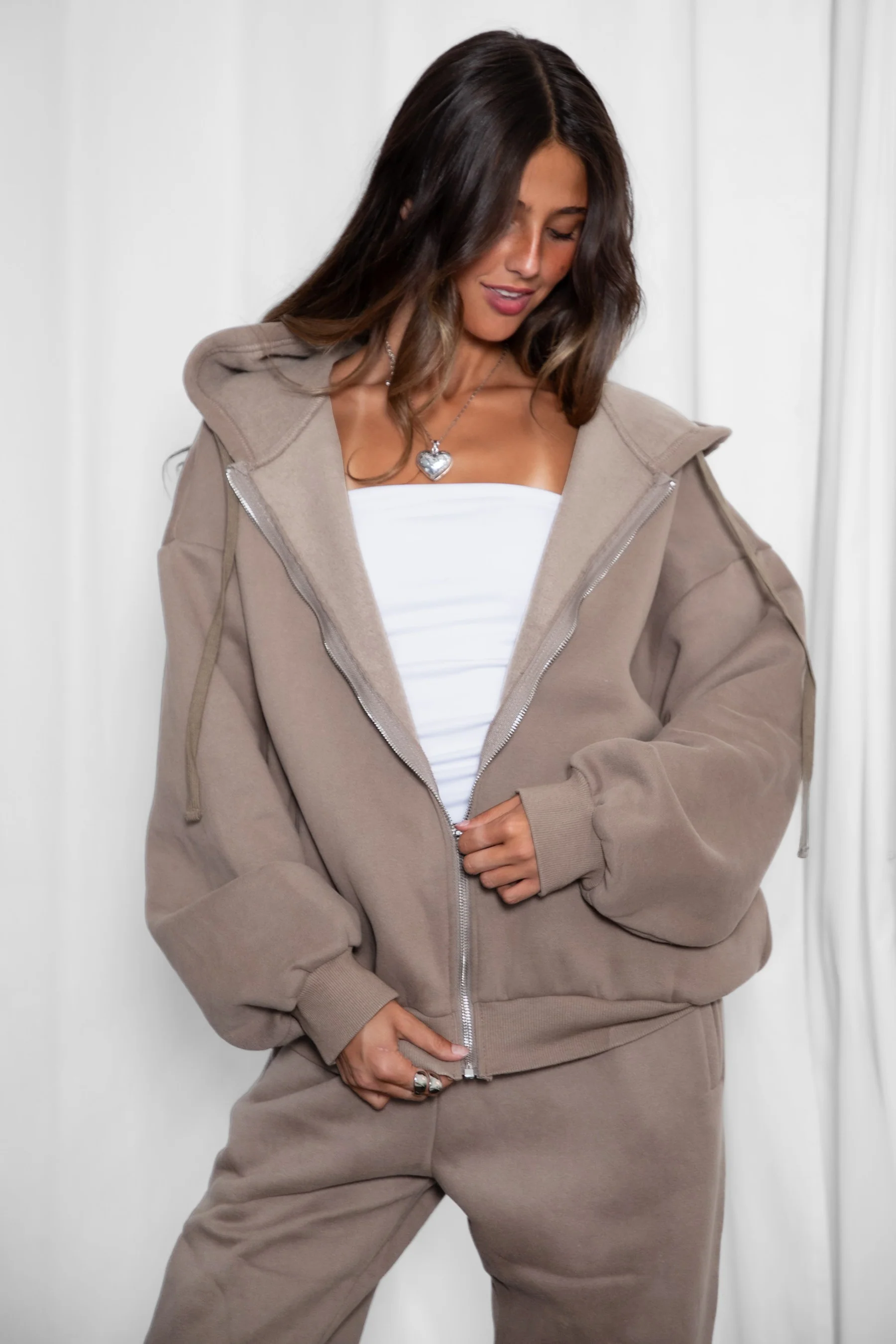 UNIVERSITY Plush Fleece Oversized Zip Up Hoodie - Image 66